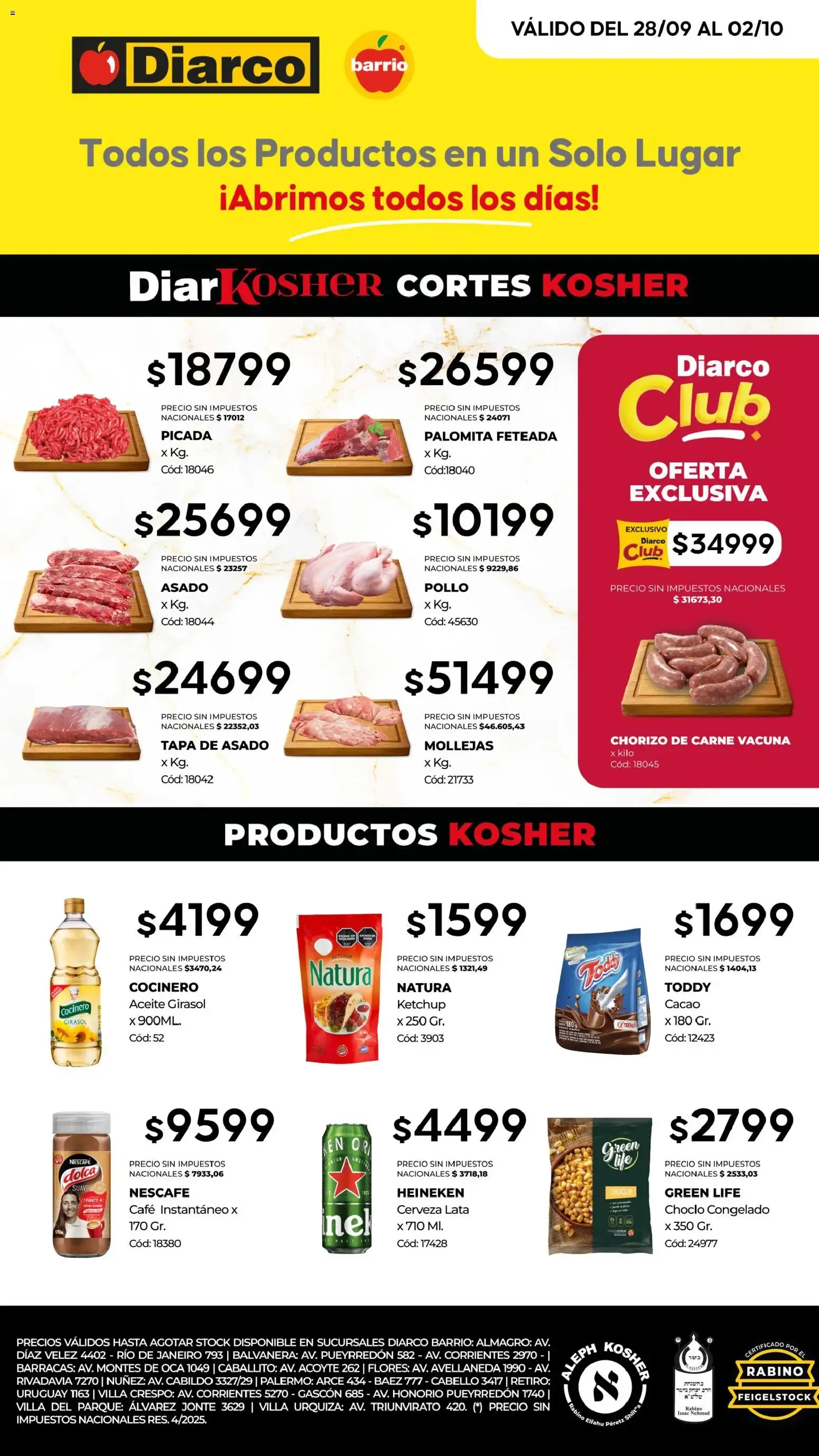 Ofertas de Diarco - Ofertas Kosher del 28/09 - 02/10 28 de septiembre al 2 de octubre 2026 - Página 1 del catálogo