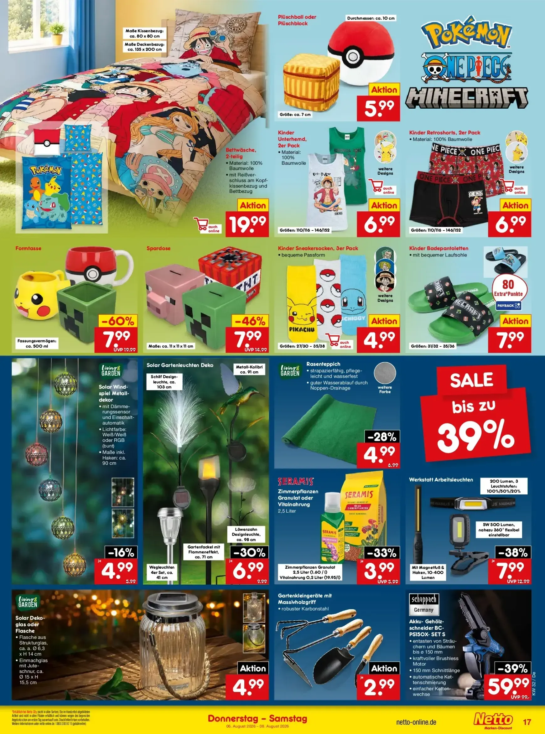 Netto Marken Discount - Super Wochenende Prospekt – von Donnerstag 06.08.2026 bis Samstag 08.08.2026 von 6. August bis 8. August 2026 - Prospekt seite 39