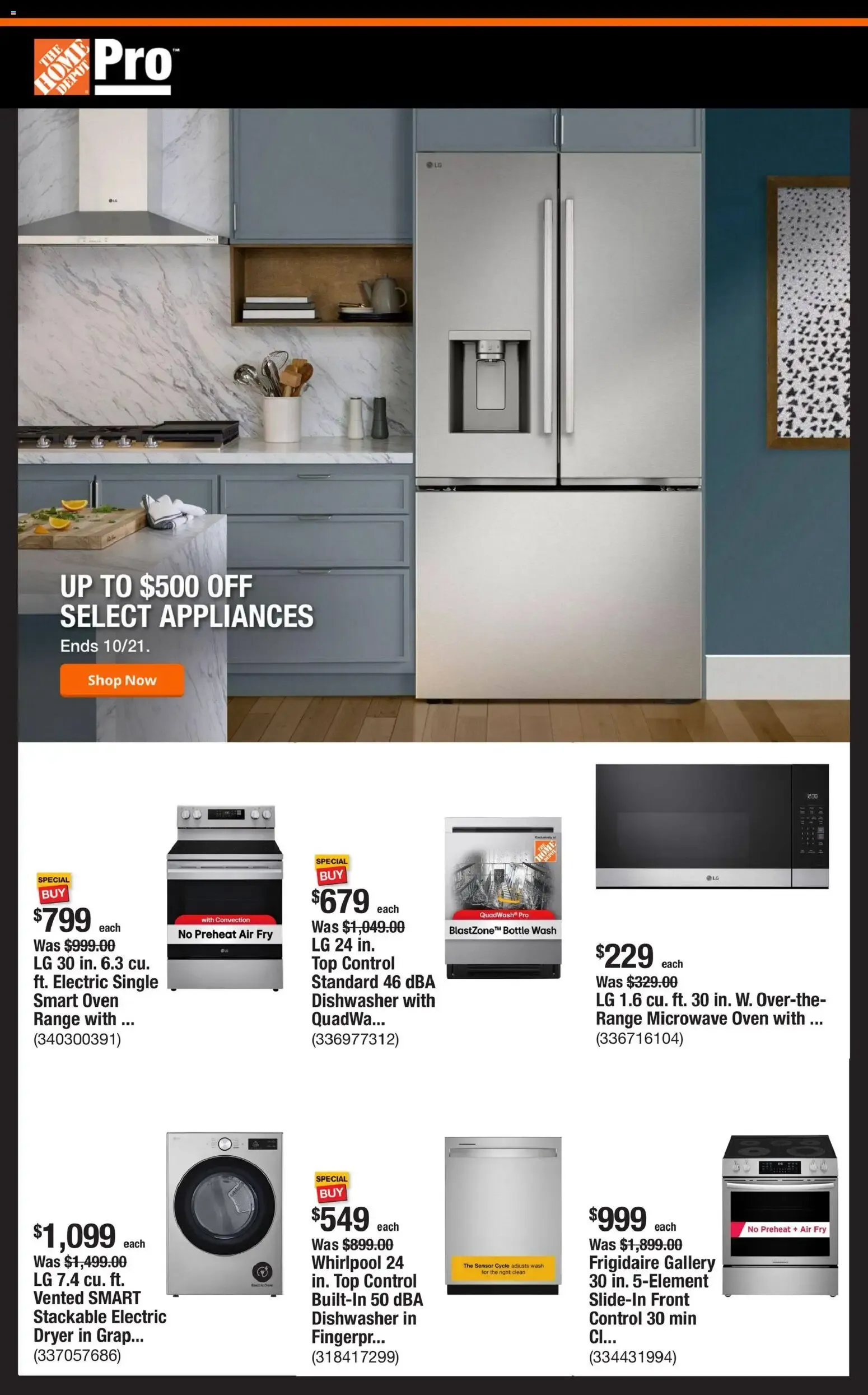 Home Depot Pro - Ofertas en Electrodomésticos Seleccionados
