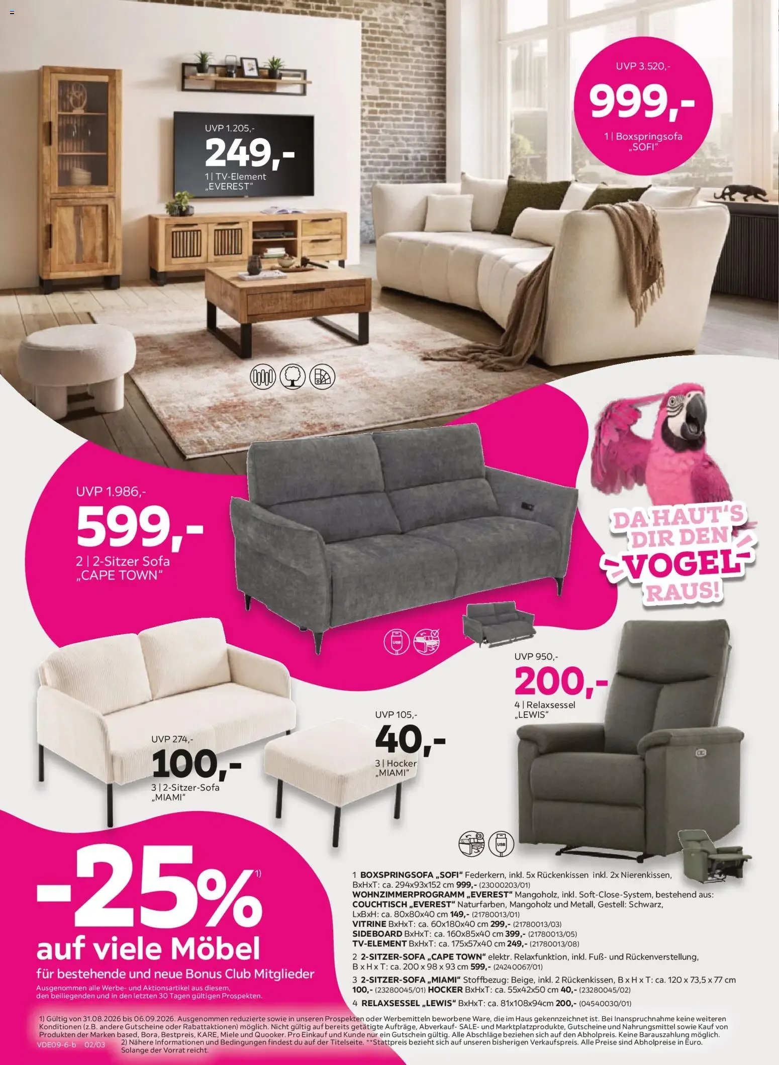 Mömax Pink Shopping: 25% en muebles y 20% en otros productos von 31. August bis 29. September 2026 - Prospekt seite 2