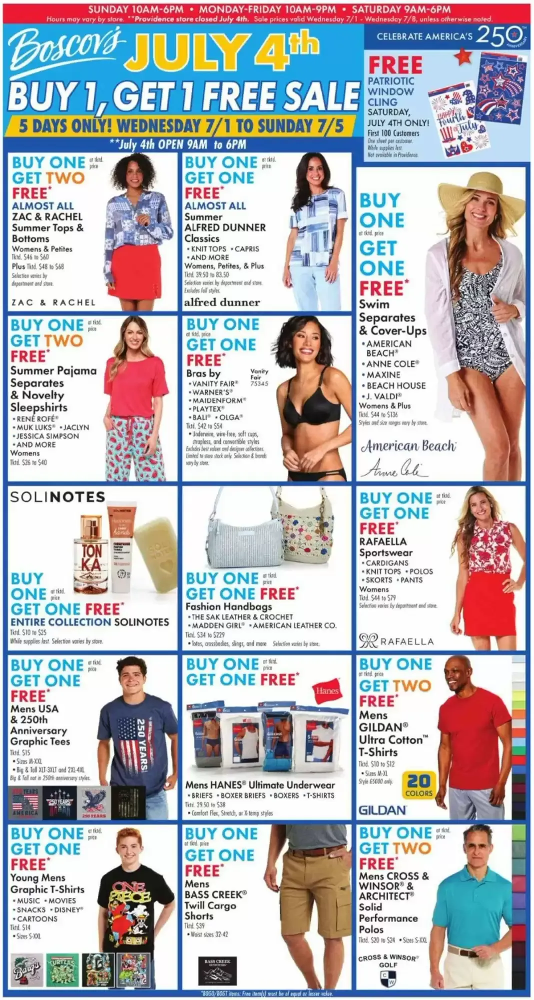 Boscov's July 4th Buy 1, Get 1 Free Sale