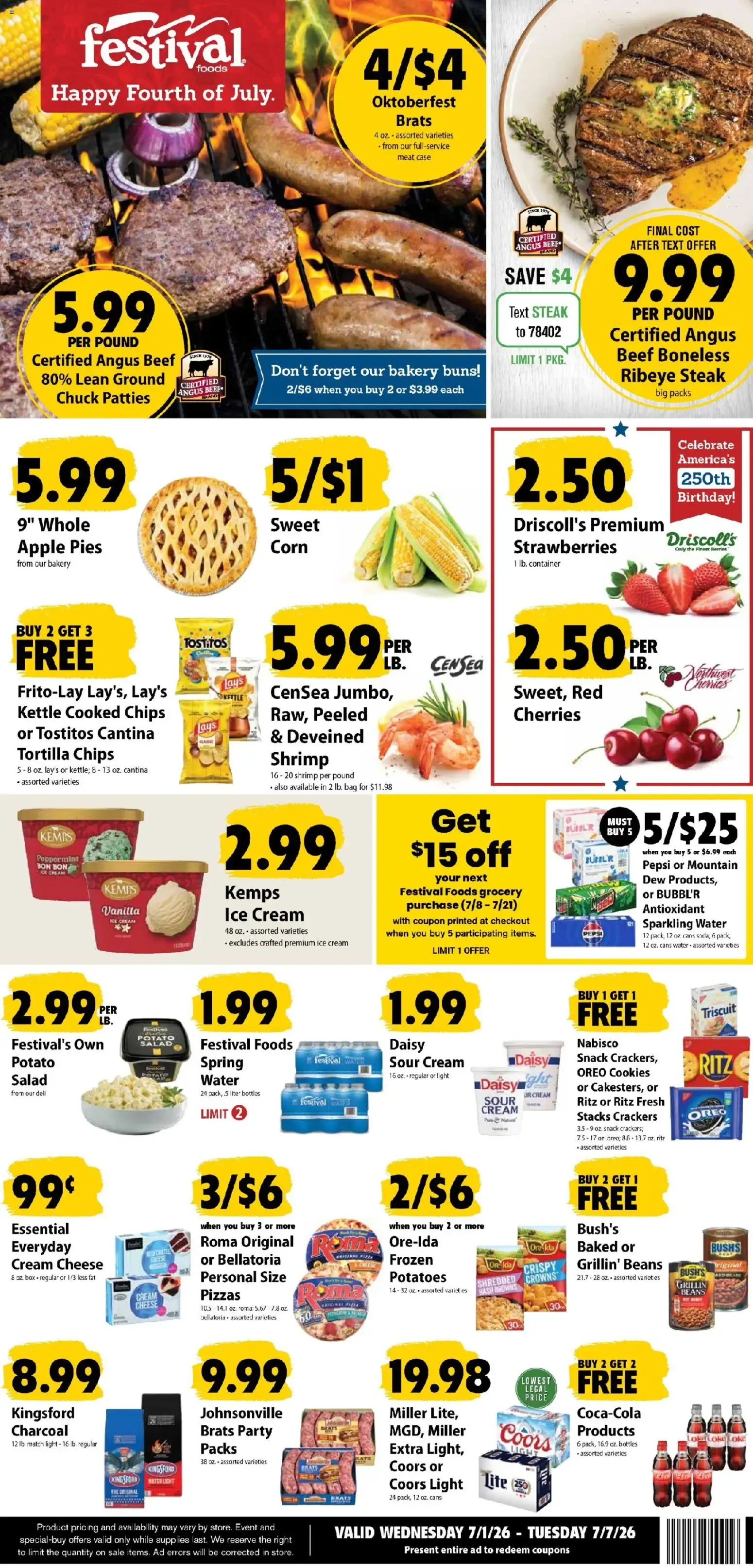 Weekly ad Festival Foods Weekly Ad from 07/01/2026 - Flyer from July 1 to July 7 2026 - Page 1