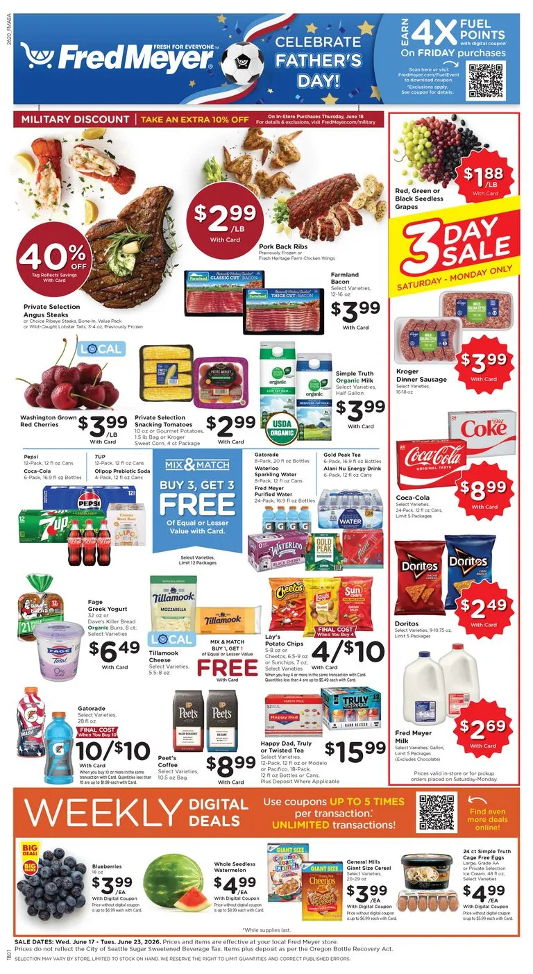 Weekly ad Current Fred Meyer leaflet valid from Wednesday 06/17/2026 to Tuesday 06/23/2026 from June 17 to June 23 2026 - Page 1