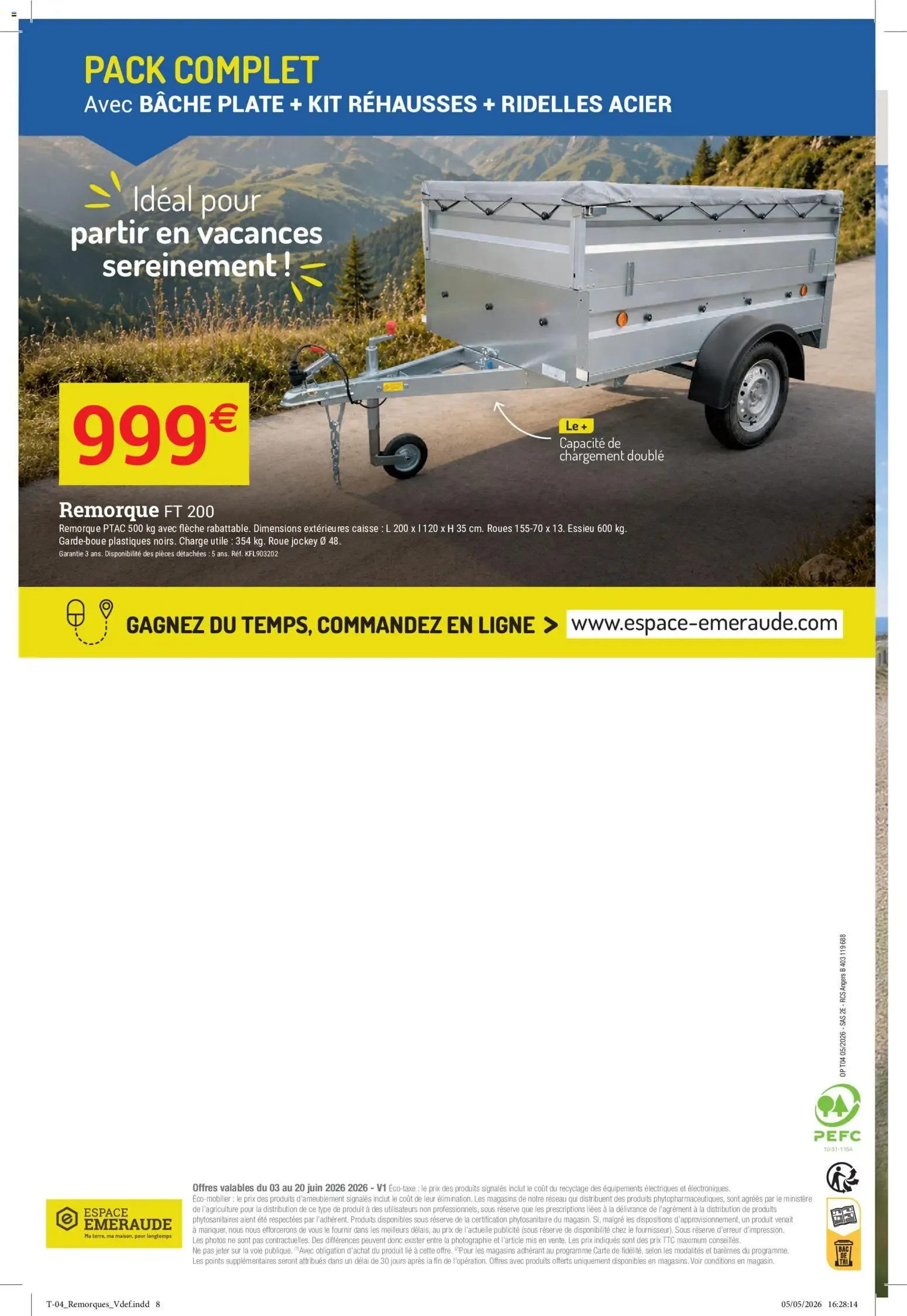Espace Emeraude Catalogue la quinzaine de la remorque 2026 à partir du 03/06/2026 - promo en ligne du 3 juin au 20 juin 2026 - Catalogue page 8