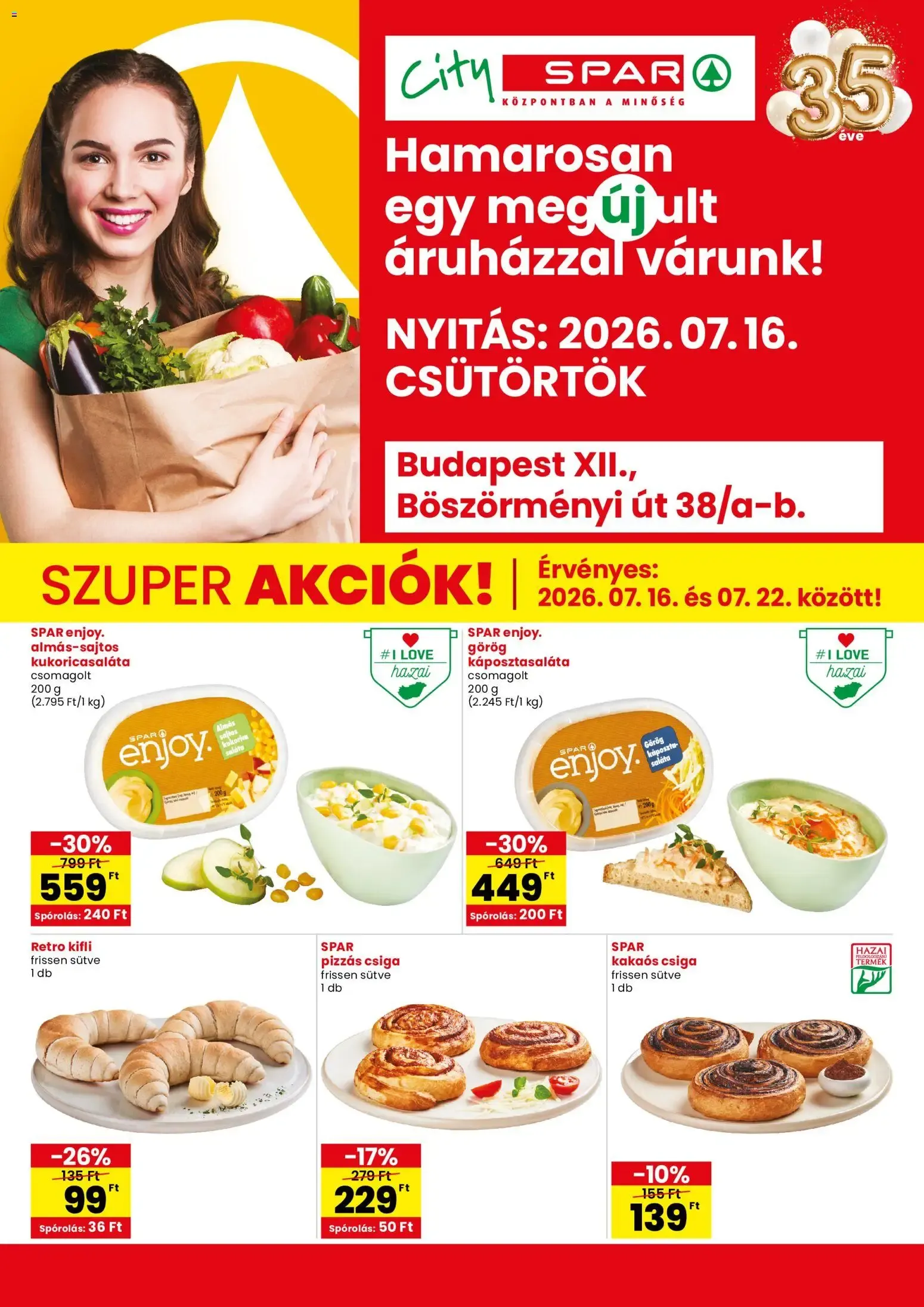 Katalógus City SPAR Budapest XII., Böszörményi út - Nyitási Akciók július 16.-tól július 22.-ig 2026. - Oldal 1