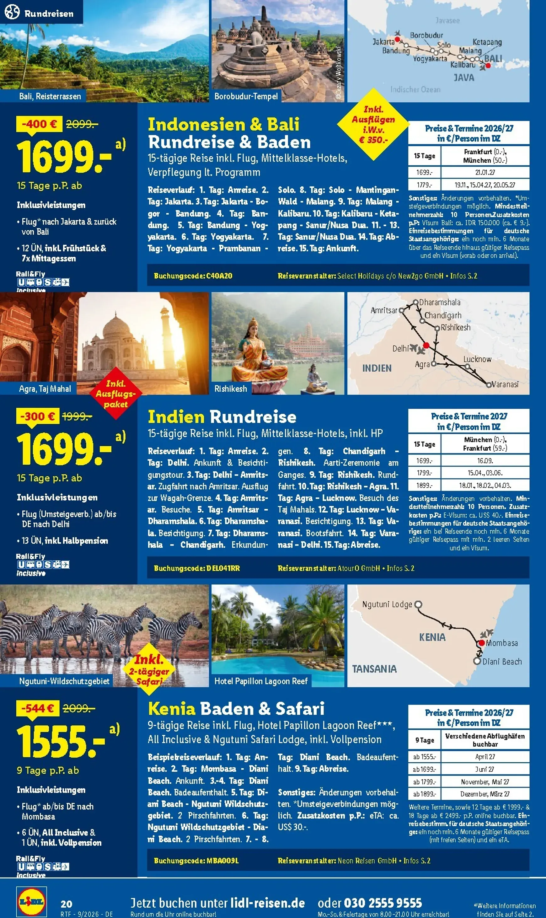Lidl - Reise Highlights Prospekt – von Samstag 12.09.2026 bis Donnerstag 15.10.2026 von 12. September bis 15. Oktober 2026 - Prospekt seite 20