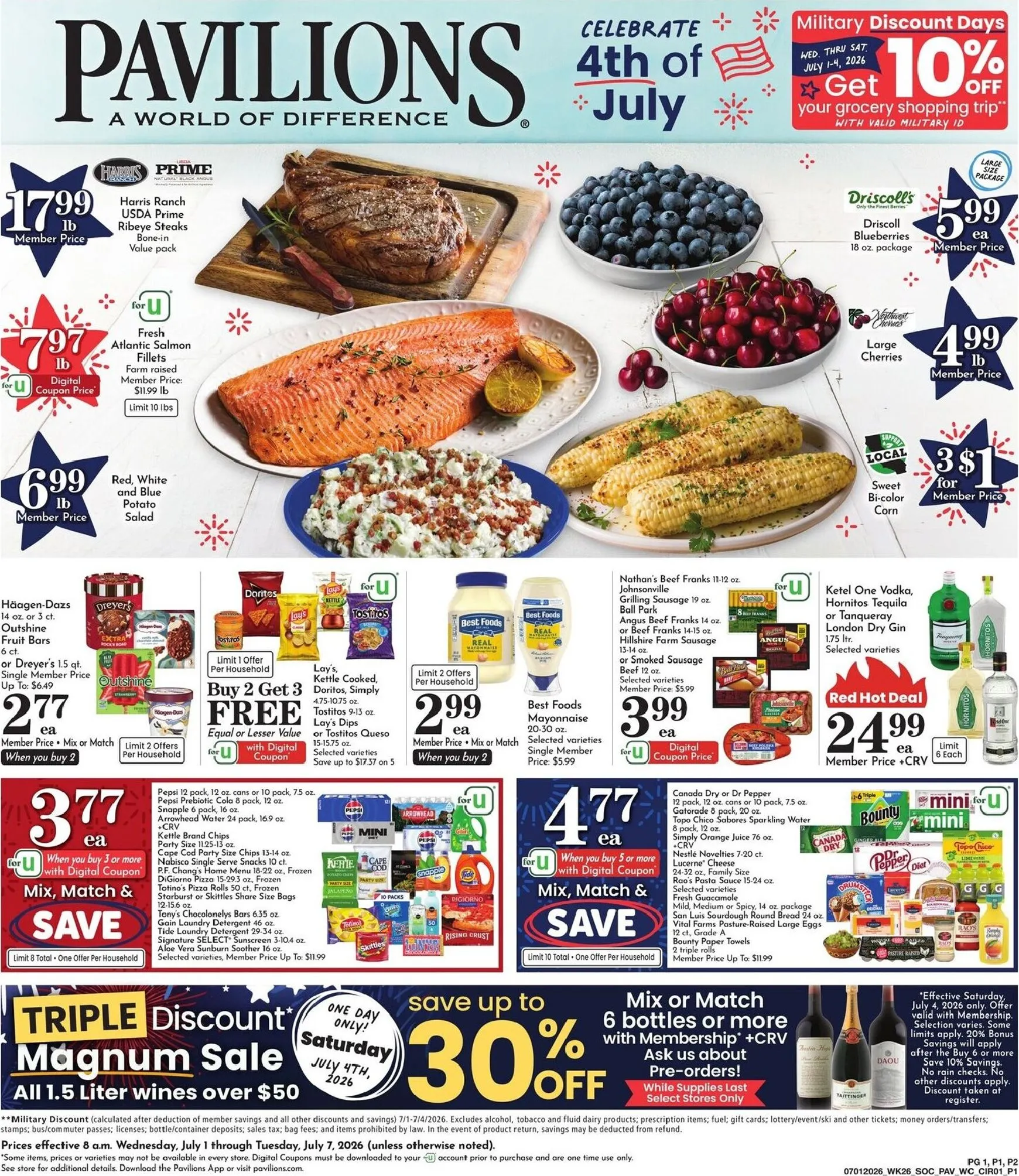 Weekly ad Current Pavilions leaflet valid from Wednesday 07/01/2026 to Tuesday 07/07/2026 from July 1 to July 7 2026 - Page 1