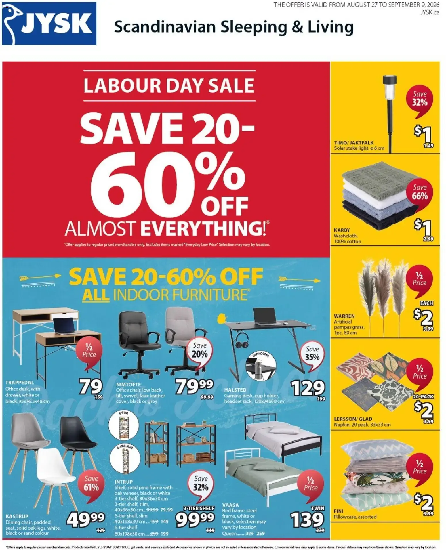 JYSK weekly flyer from Aug 27, 2026 > weekly specials & deals from August 27 to September 9 2026 - flyer page 1