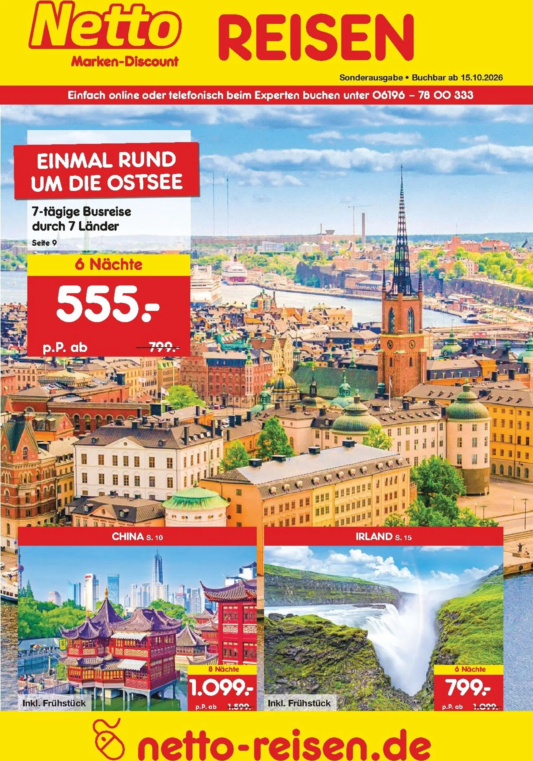 Netto Reisen Sonderausgabe von 15. Oktober bis 31. Oktober 2026 - Prospekt seite 1