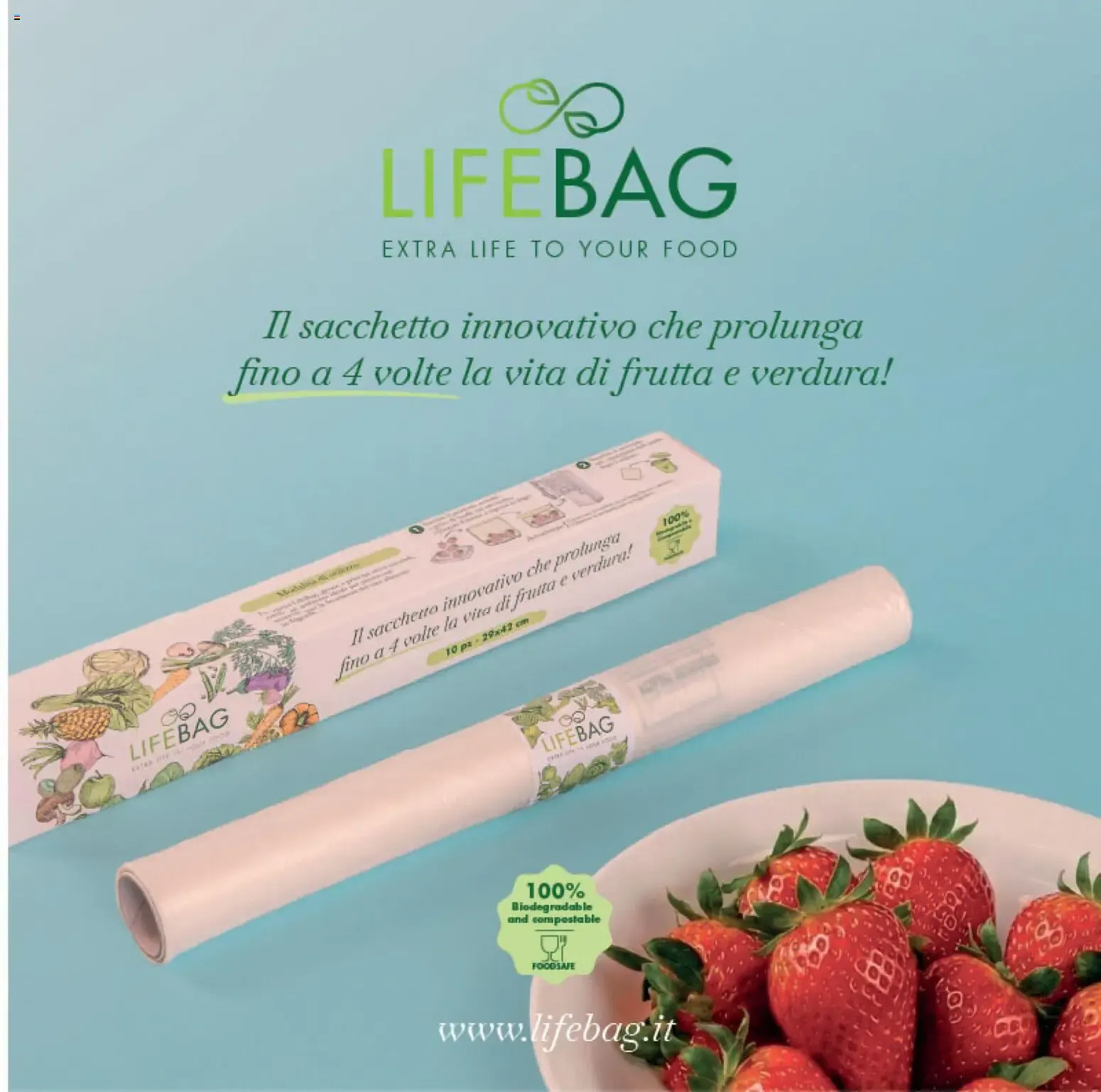 LIFEBAG: Il sacchetto innovativo che prolunga fino a 4 volte la vita di frutta e verdura! da 5 ottobre a 21 ottobre di 2026 - Pagina del volantino 1