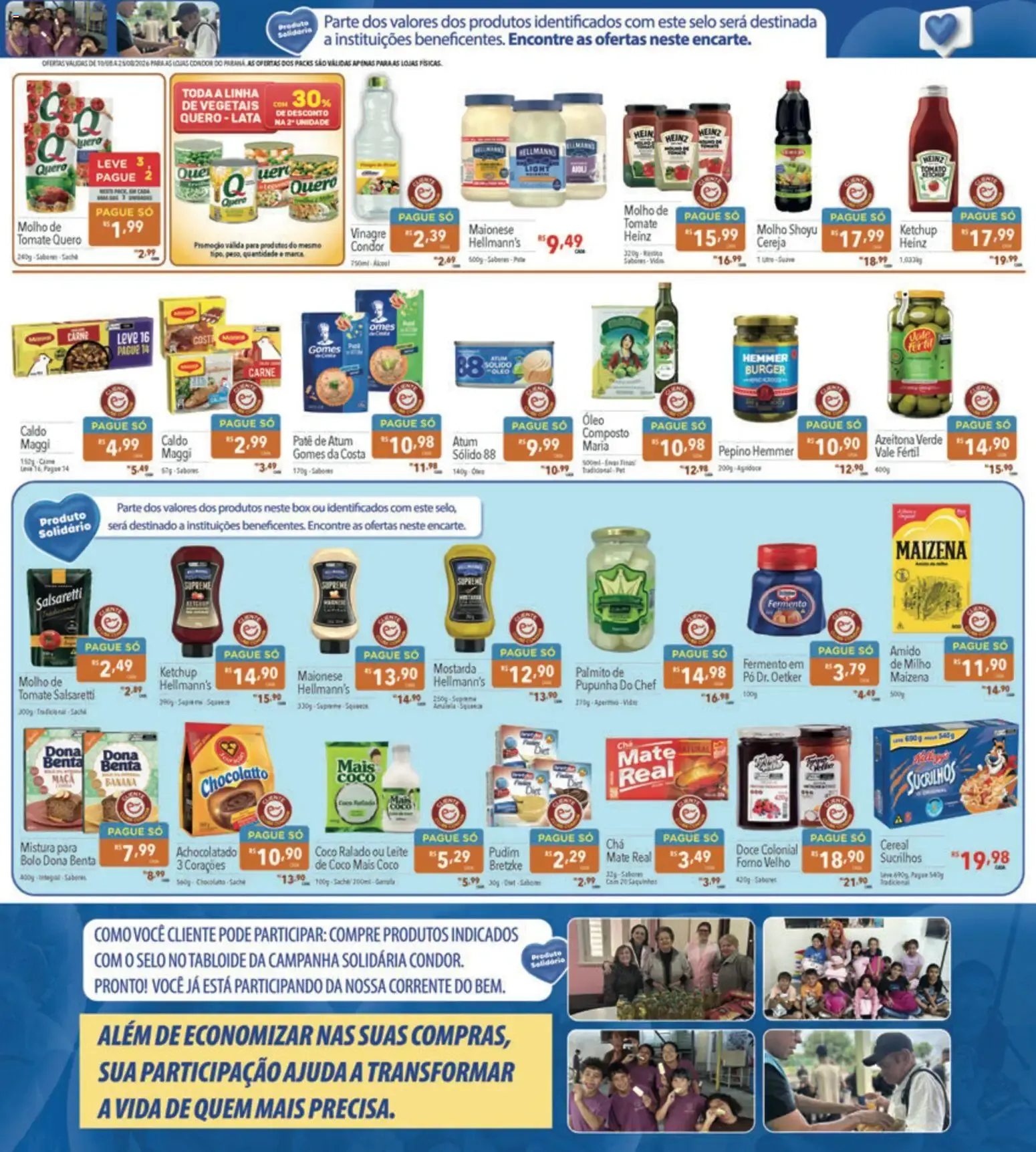 Encarte de Supermercados Condor ofertas Campanha Solidária de 10/08/2026 10 de agosto até 25 de agosto 2026 - Pagina 3