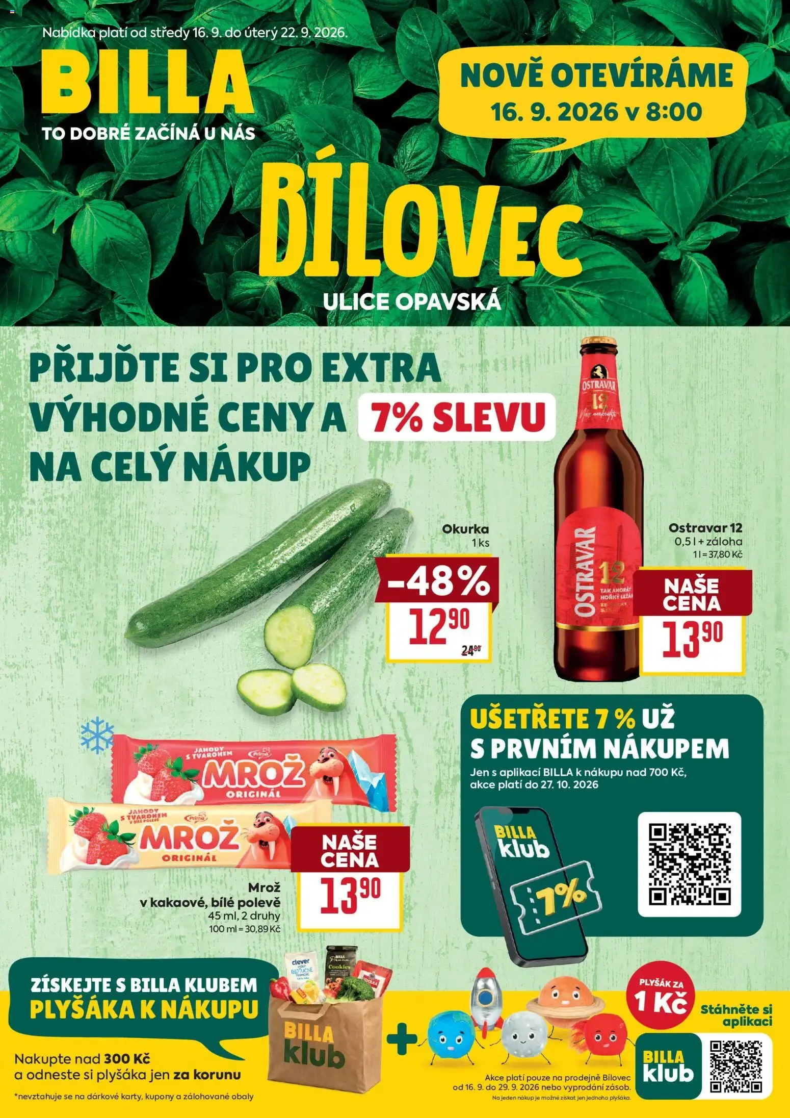 Billa leták od 16.09.2026 + Akce příští týden - 16. září 22. září 2026 - Page 1