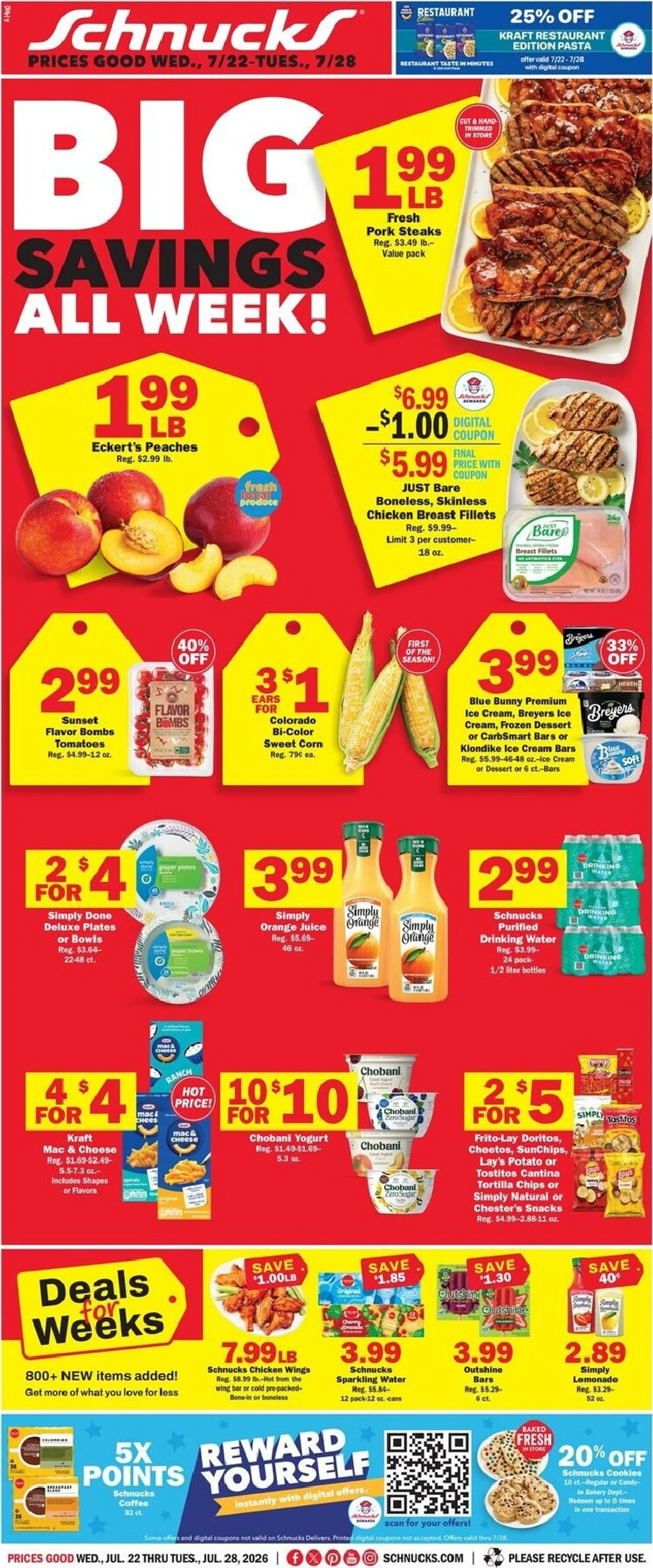 Weekly ad Current Schnucks - Weekly Print Ad leaflet valid from Wednesday 07/22/2026 to Wednesday 07/29/2026 from July 22 to July 28 2026 - Page 1