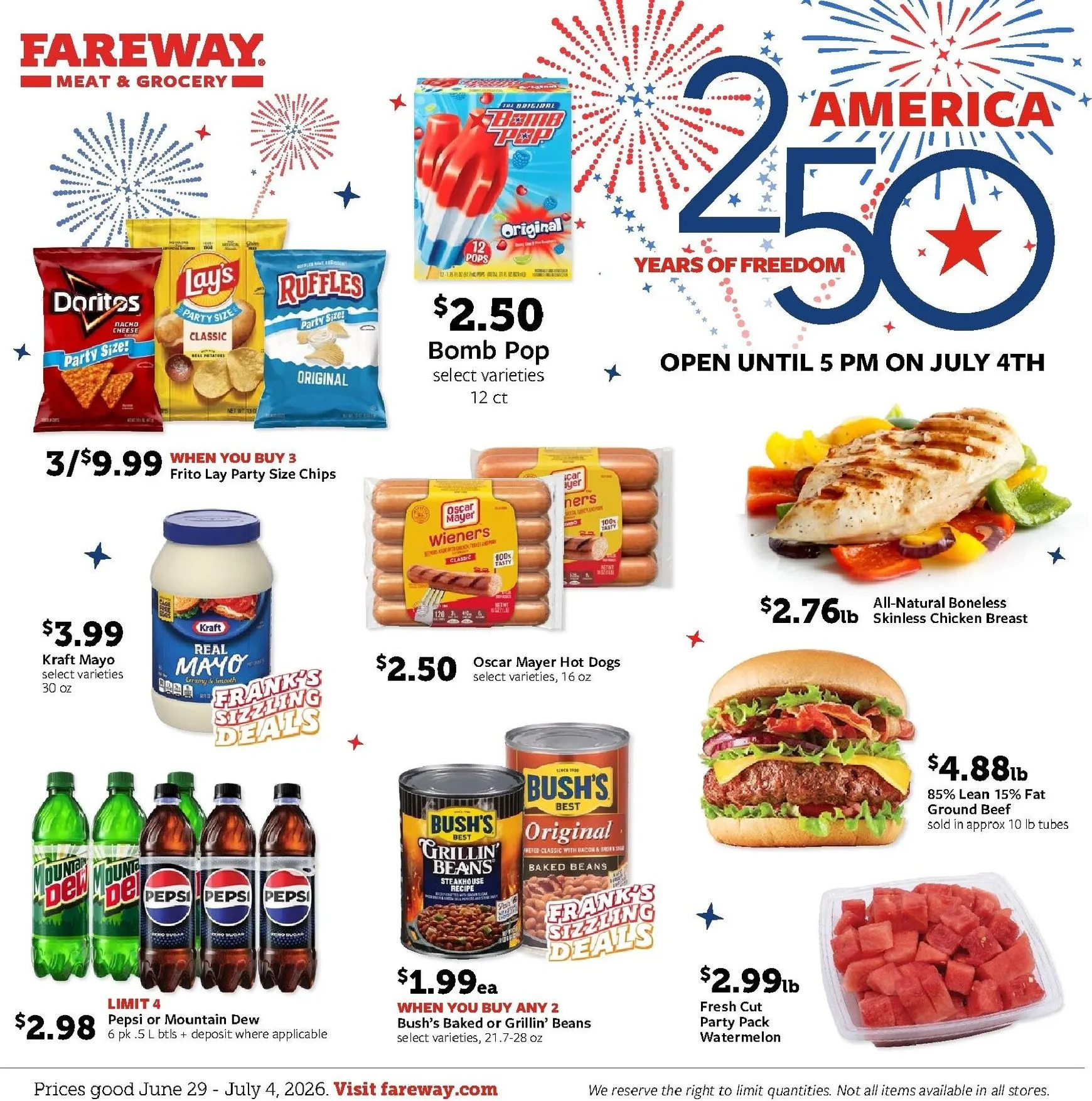 Weekly promotion Current Fareway leaflet valid from Monday 06/29/2026 to Saturday 07/04/2026 spanning from June 29 to July 4 2026 - Page 1 for Catalogue 365