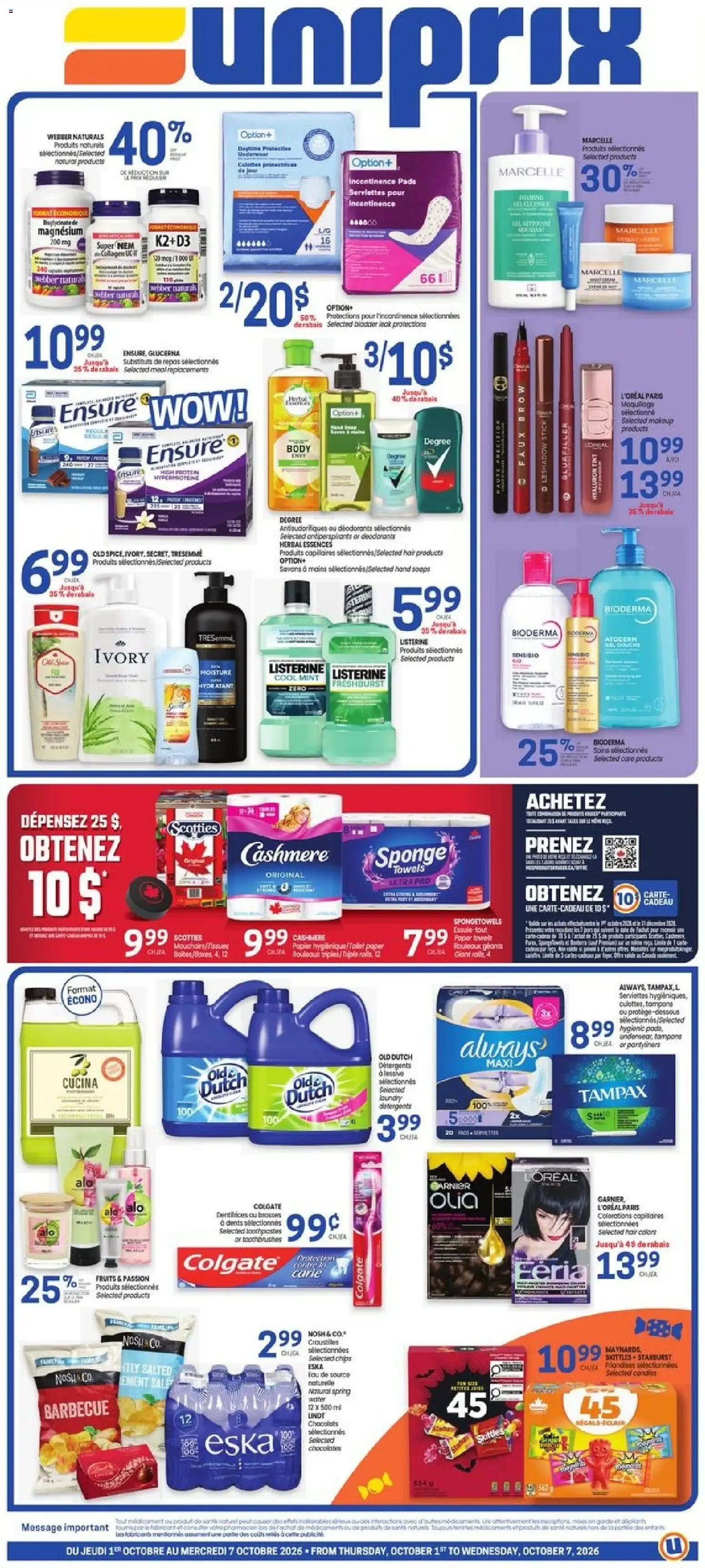 Uniprix weekly flyer / circulaire from Oct 1, 2026 > weekly specials & deals from October 1 to October 7 2026 - flyer page 1