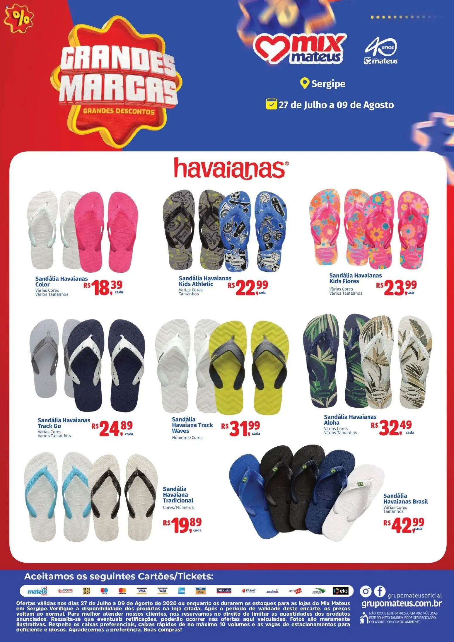 Encarte de Mateus ofertas Grandes marcas Havaianas de 27/07/2026 | Promoções Online 27 de julho até 9 de agosto 2026 - Pagina 1