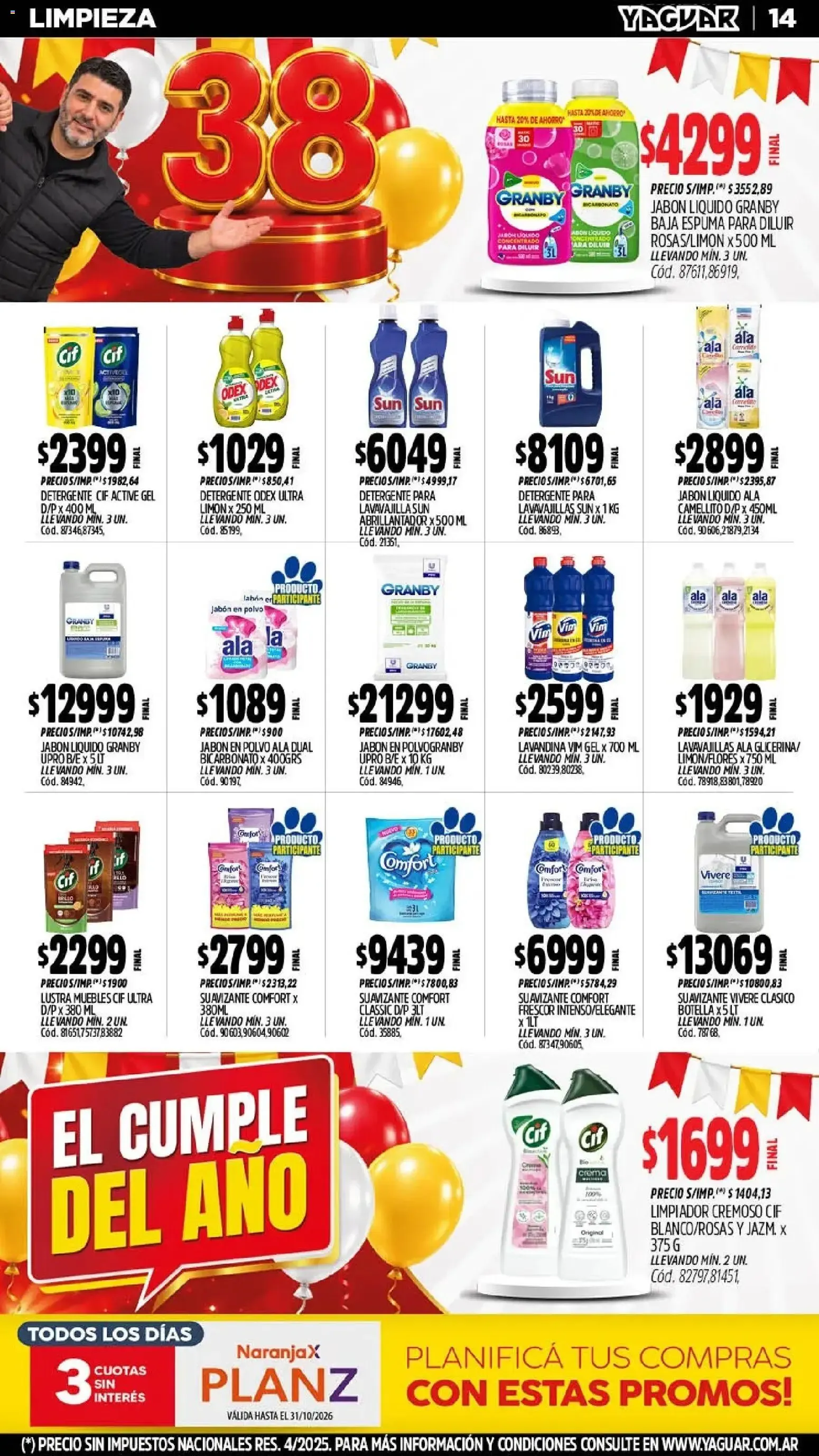 Ofertas de Mayorista Yaguar - El Cumple del Año 19 de octubre al 24 de octubre 2026 - Página 16 del catálogo