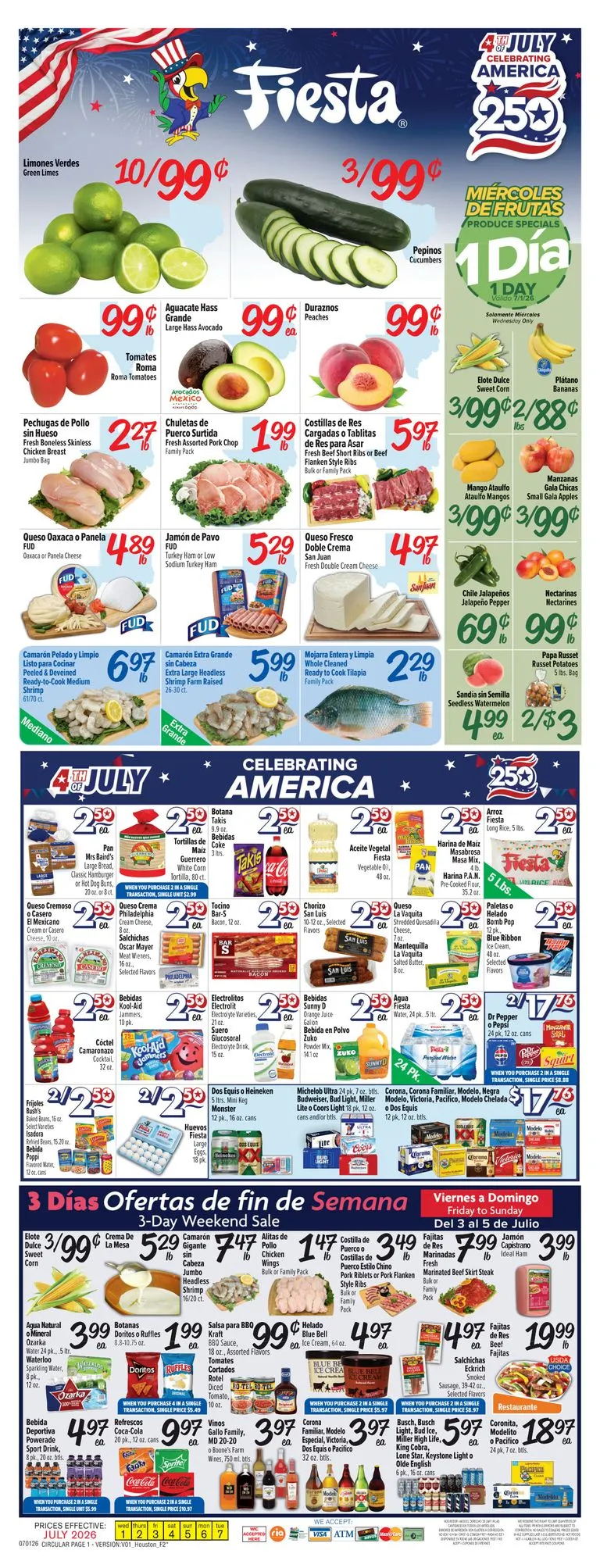 Weekly ad Current Fiesta Mart - Houston leaflet valid from Wednesday 07/01/2026 to Tuesday 07/07/2026 from July 1 to July 7 2026 - Page 1