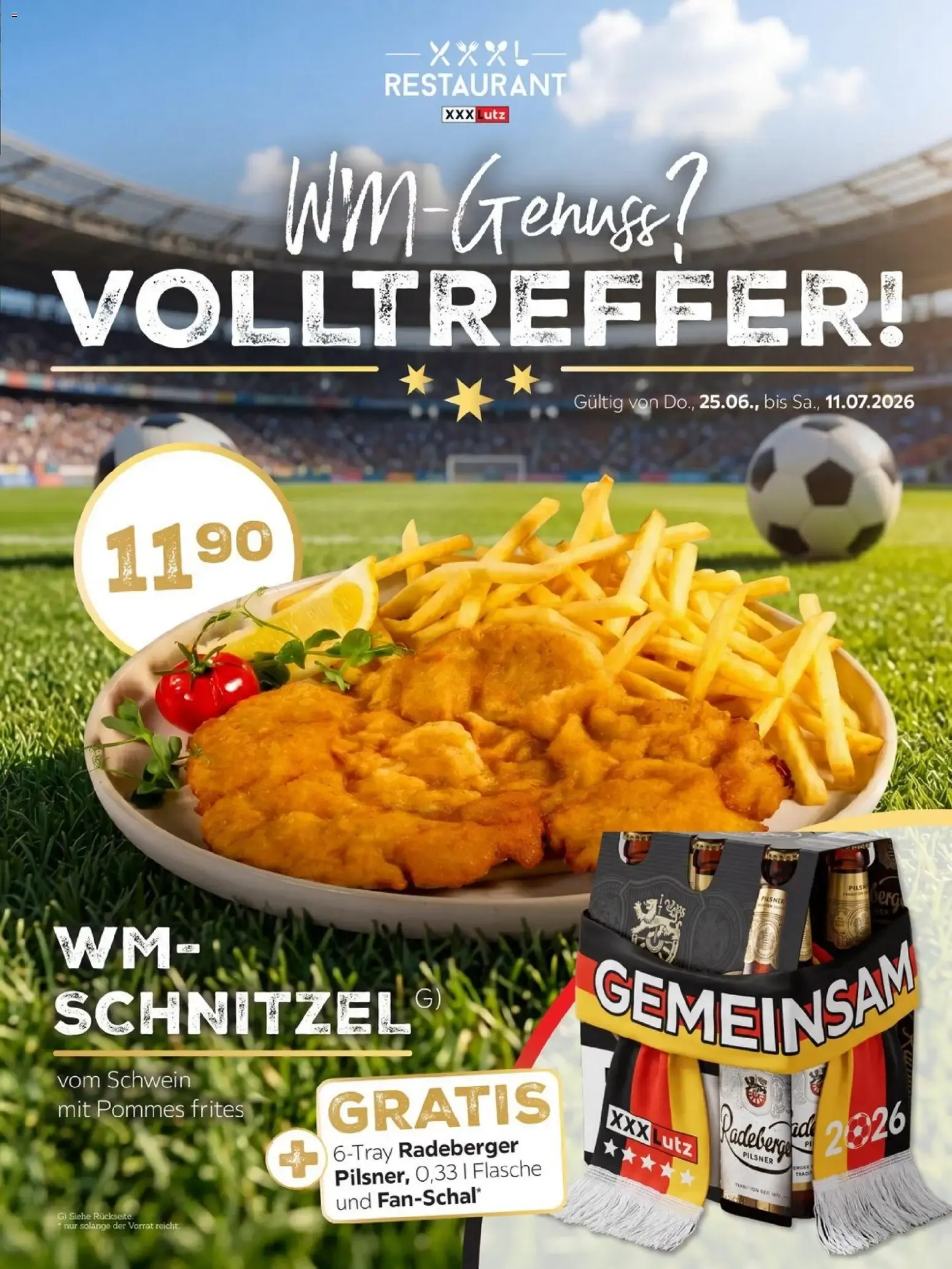 XXXL Restaurant WM-Schnitzel Angebot von 25. Juni bis 11. Juli 2026 - Prospekt seite 1