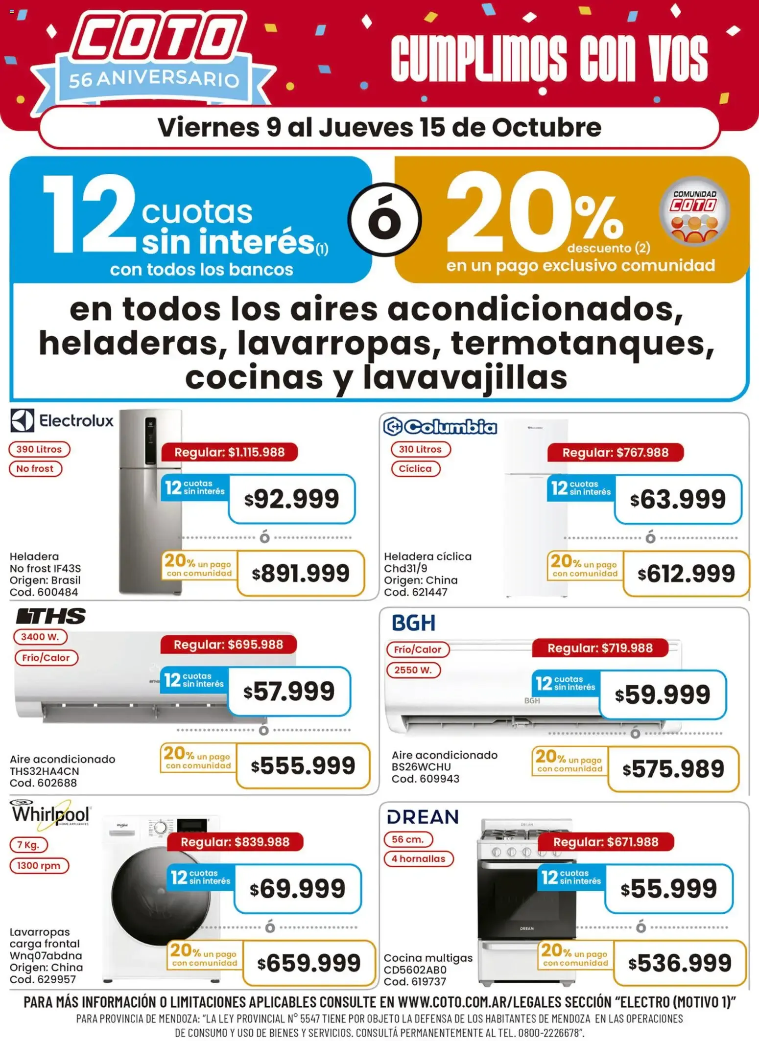 Ofertas de Coto: 12 Cuotas sin Interés y 20% Off en Electrodomésticos 9 de octubre al 15 de octubre 2026 - Página 1 del catálogo