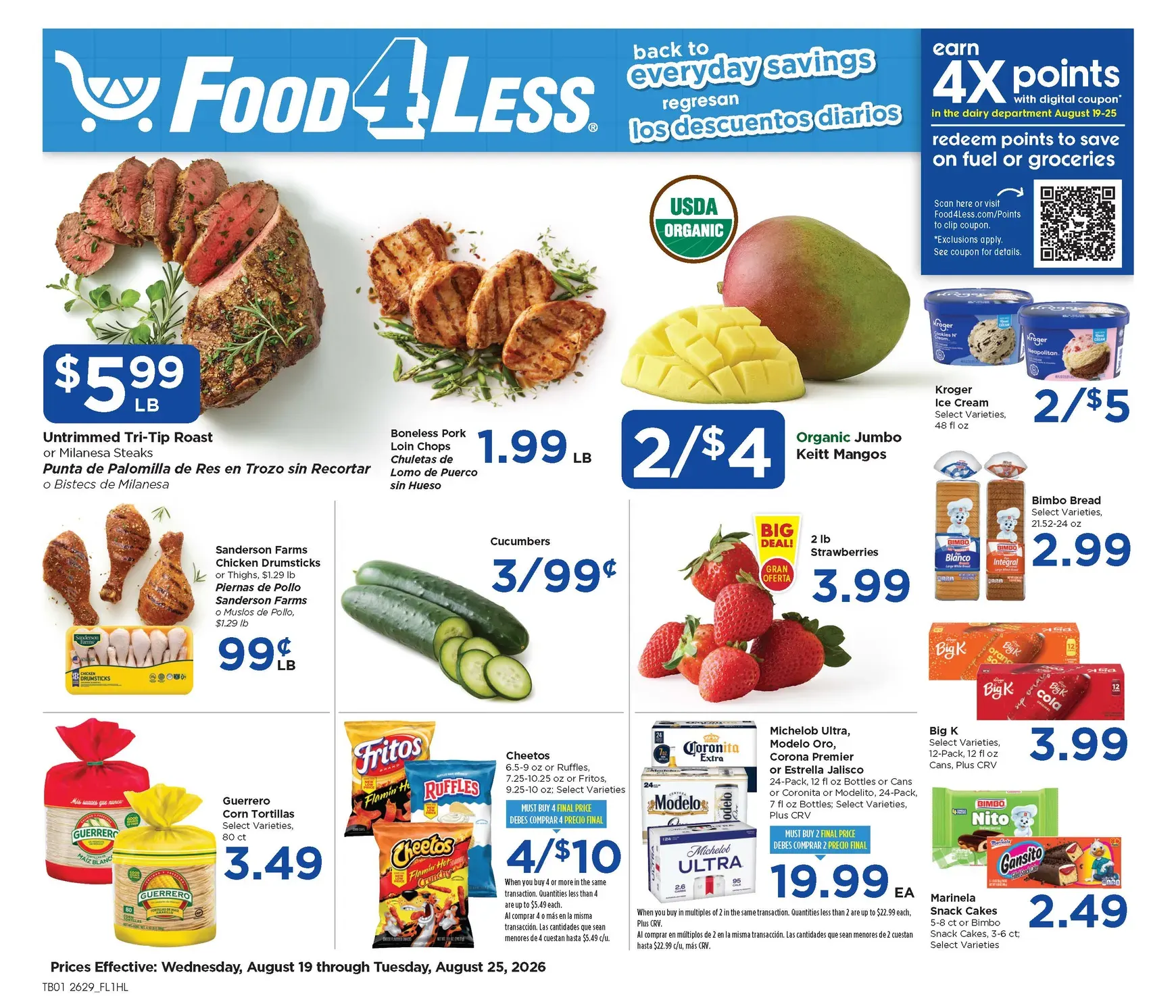 Weekly ad Current Food 4 Less leaflet valid from Wednesday 08/19/2026 to Tuesday 08/25/2026 from August 19 to August 25 2026 - Page 1