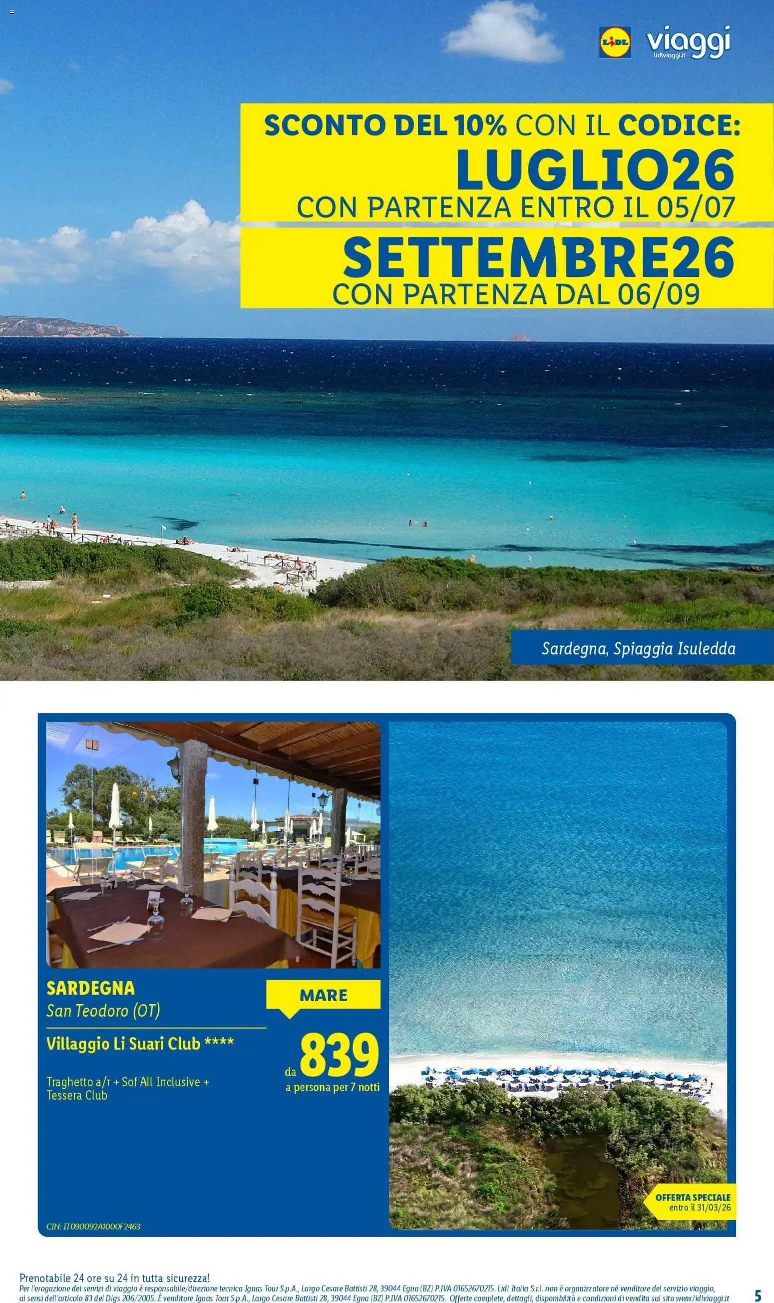 Lidl Viaggi: Vacanze da sogno per la tua estate da 11 marzo a 20 settembre di 2026 - Pagina del volantino 5