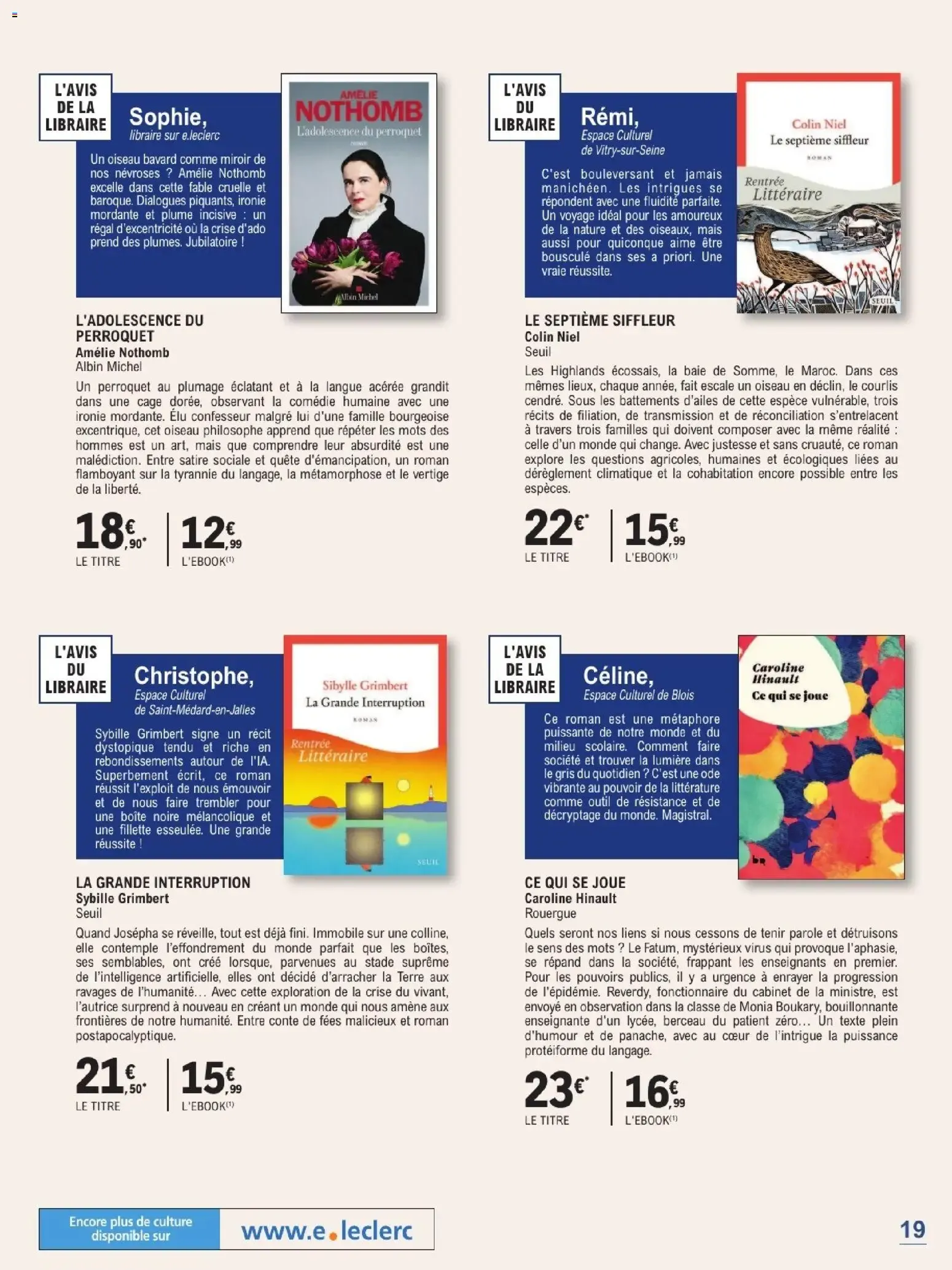 Espace Culturel E.Leclerc - Rentrée Littéraire 2026 du 1 septembre au 24 octobre 2026 - Catalogue page 19