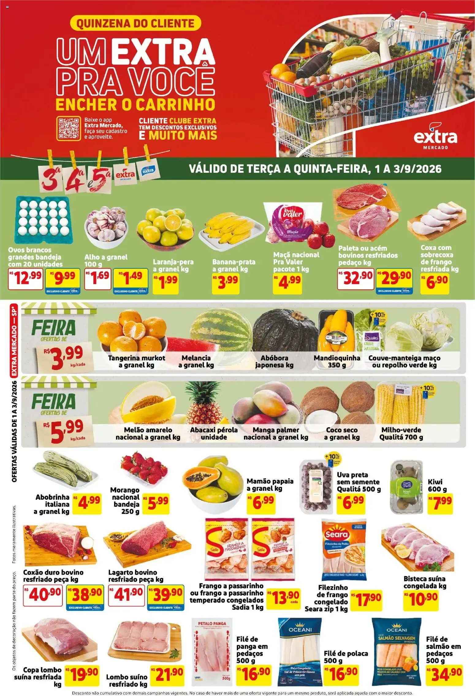 Encarte de Folheto Extra ofertas de Mercado Terça e Quinta de 01/09/2026 | Promoção 1 de setembro até 3 de setembro 2026 - Pagina 1