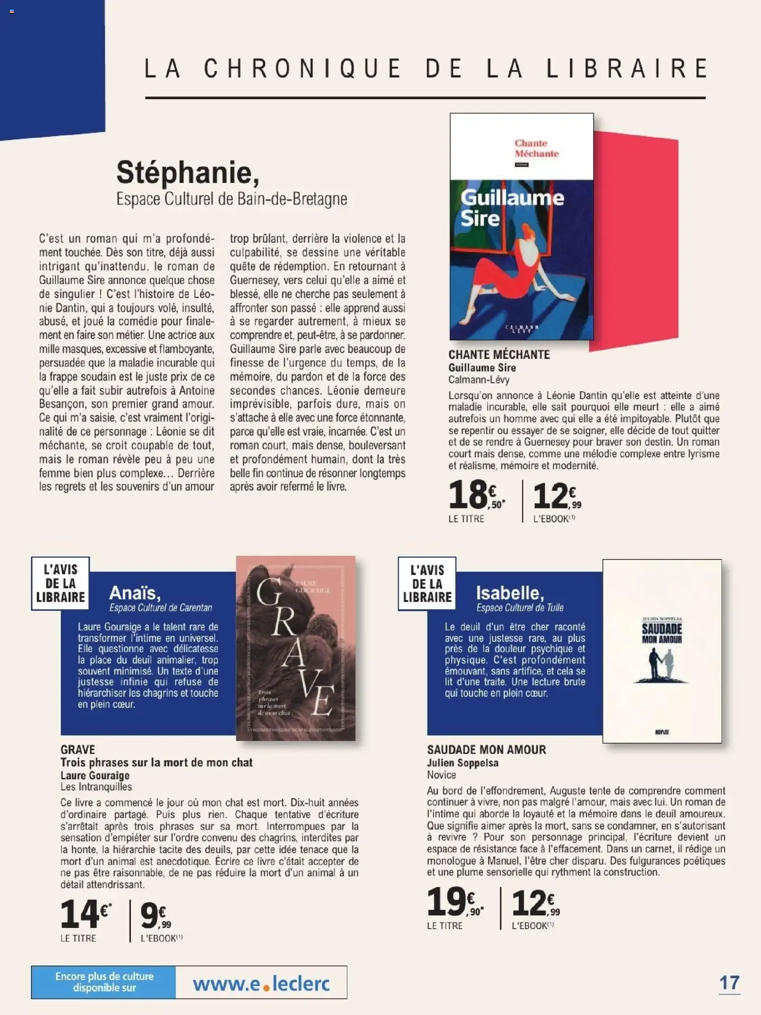 Espace Culturel E.Leclerc - Rentrée Littéraire 2026 du 1 septembre au 24 octobre 2026 - Catalogue page 17