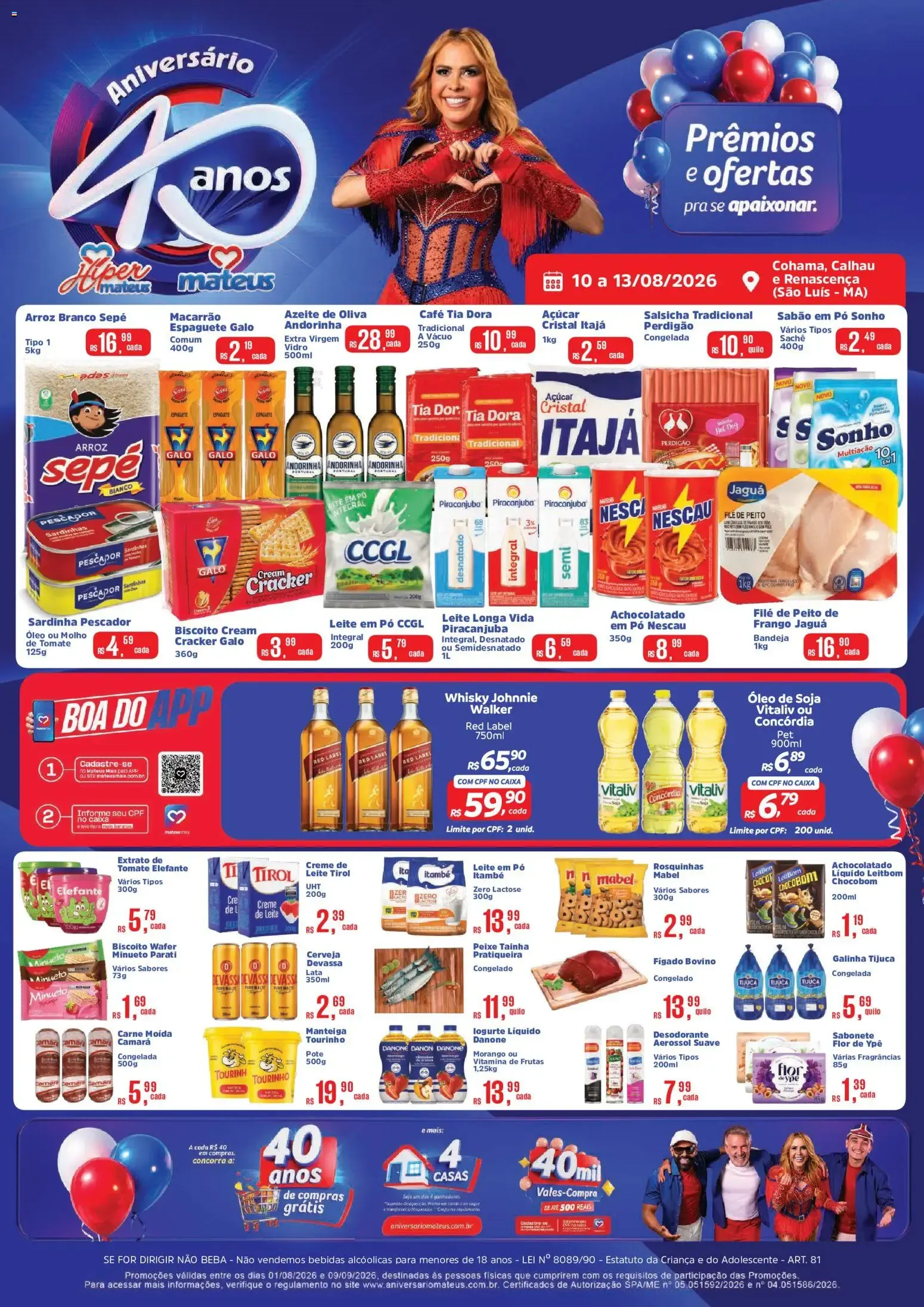 Encarte de Aniversário 40 anos - Prêmios e Ofertas 10 de agosto até 13 de agosto 2026 - Pagina 1
