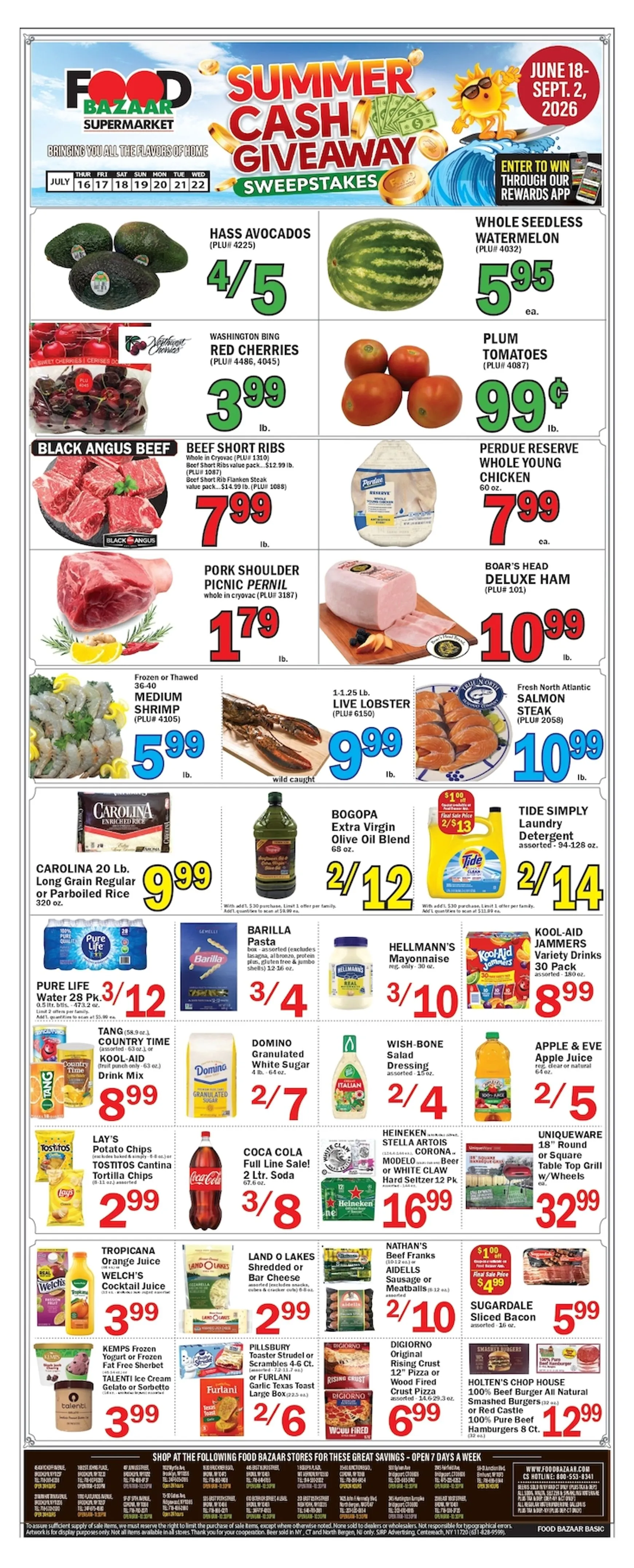 Current Food Bazaar leaflet valid from Thursday 07/16/2026 to Wednesday 07/22/2026