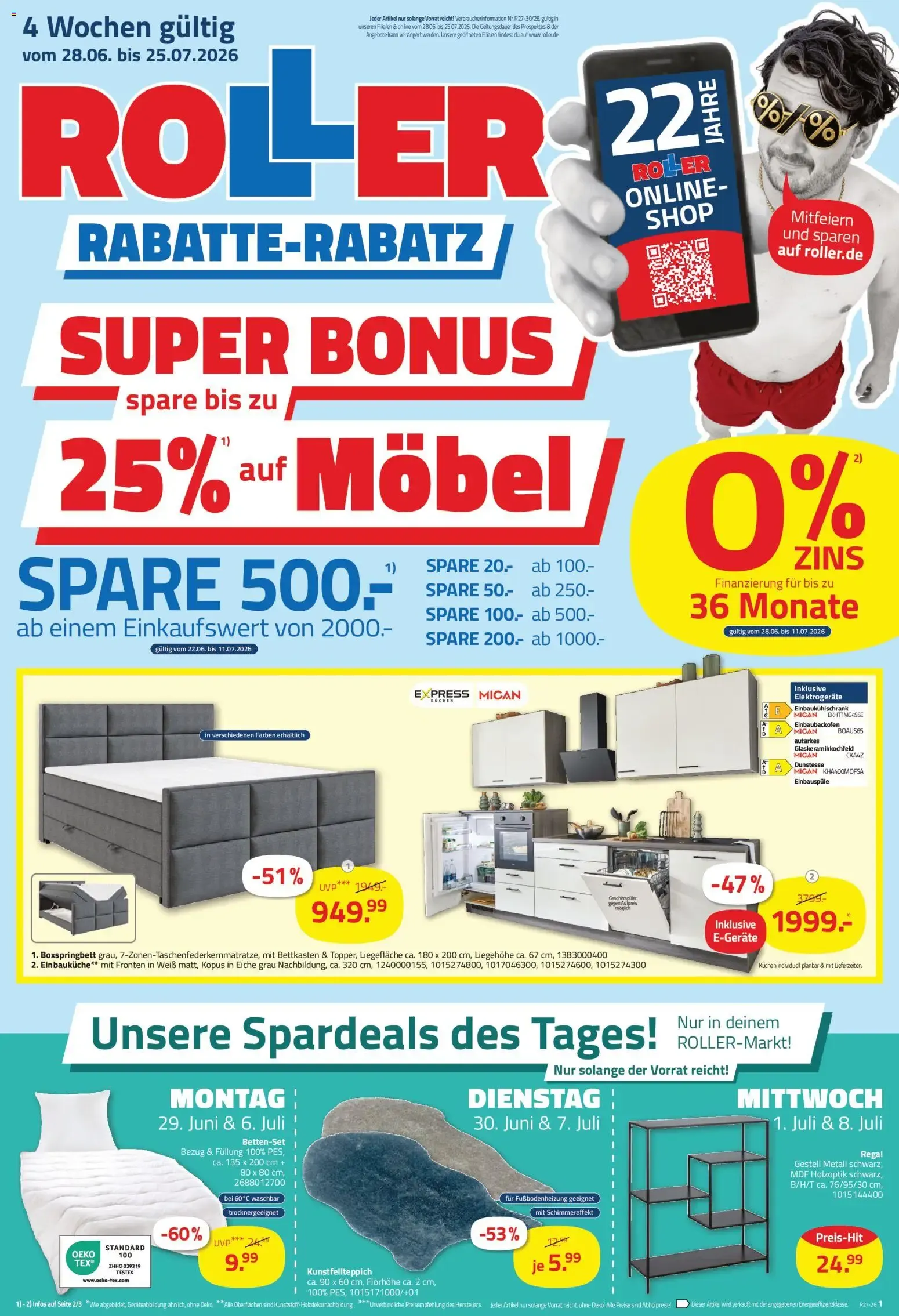 Roller: Rabatte-Rabatz / Super Bonus von 28. Juni bis 25. Juli 2026 - Prospekt seite 1