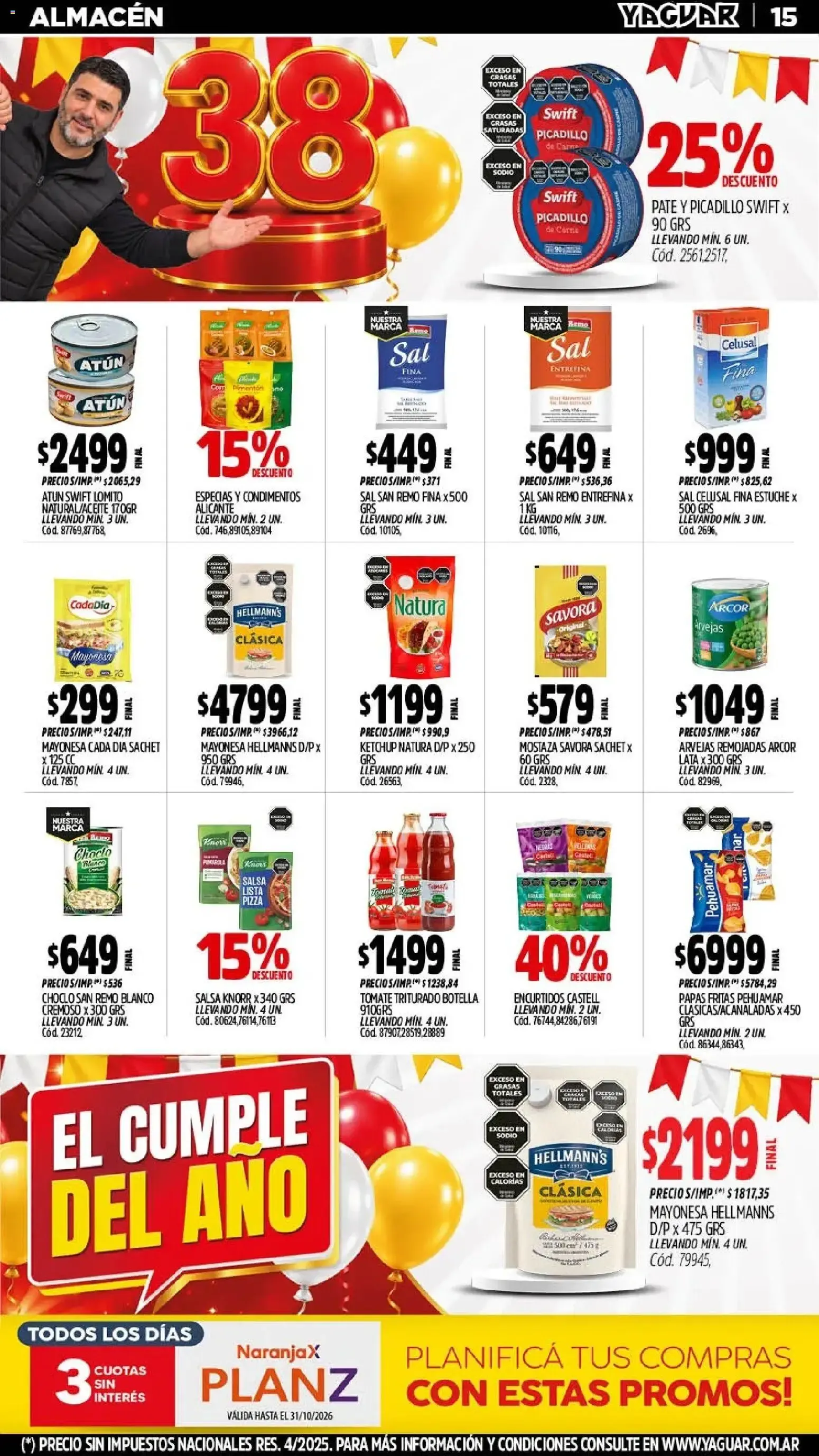 Ofertas de El Cumple del Año 38 - Mayorista Yaguar 5 de octubre al 11 de octubre 2026 - Página 14 del catálogo