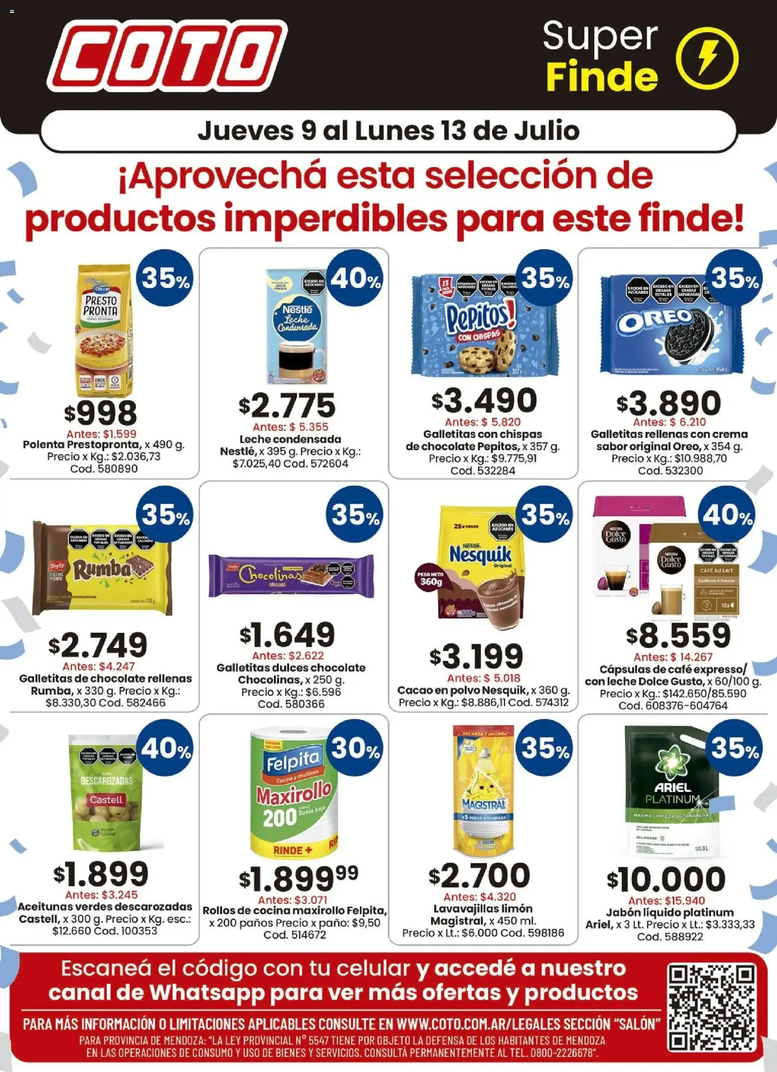 Ofertas de Coto Super Finde: Ofertas en productos imperdibles 9 de julio al 13 de julio 2026 - Página 1 del catálogo