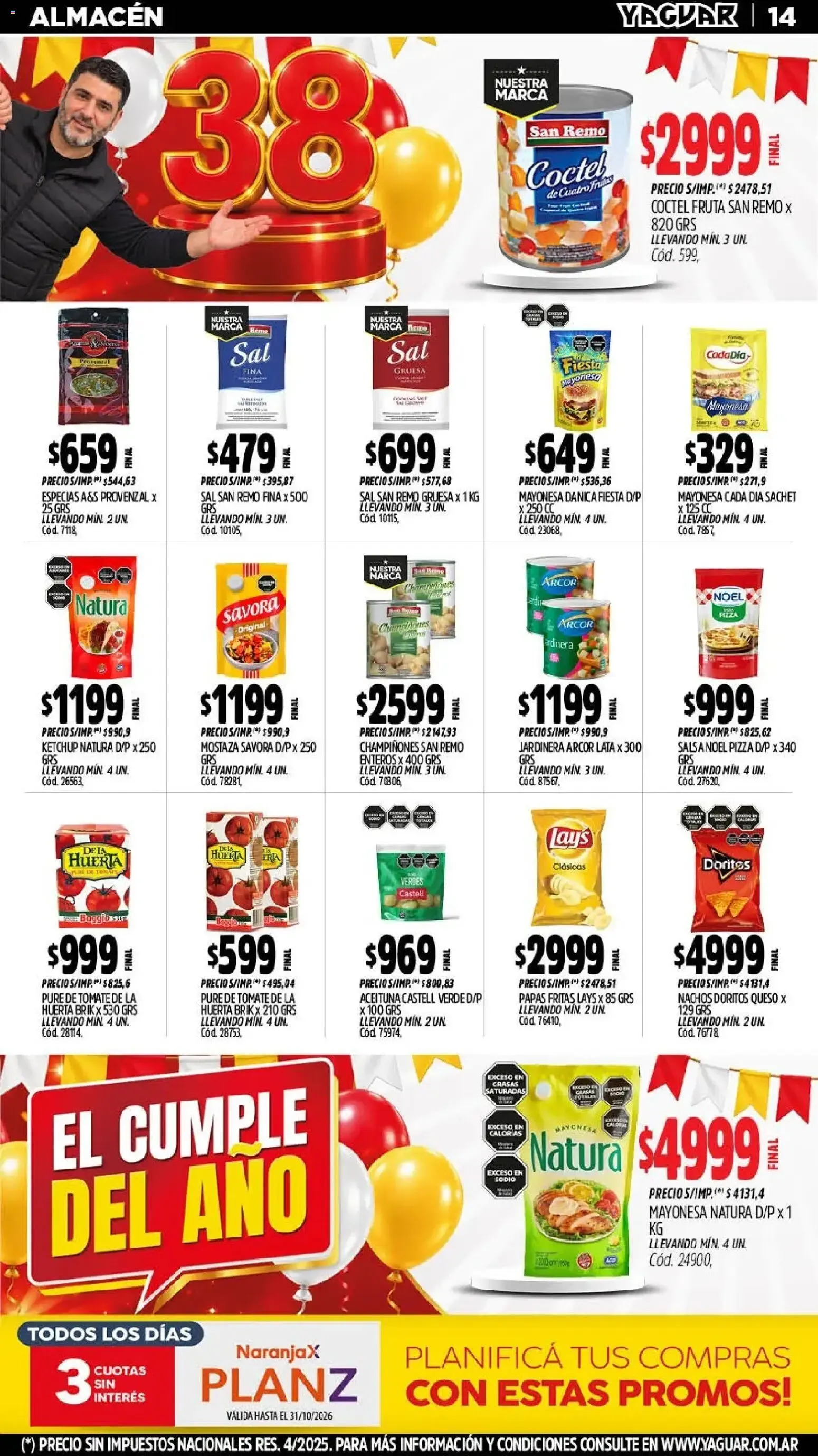 Ofertas de Yaguar Mayorista - El Cumple del Año 38 26 de octubre al 1 de noviembre 2026 - Página 15 del catálogo