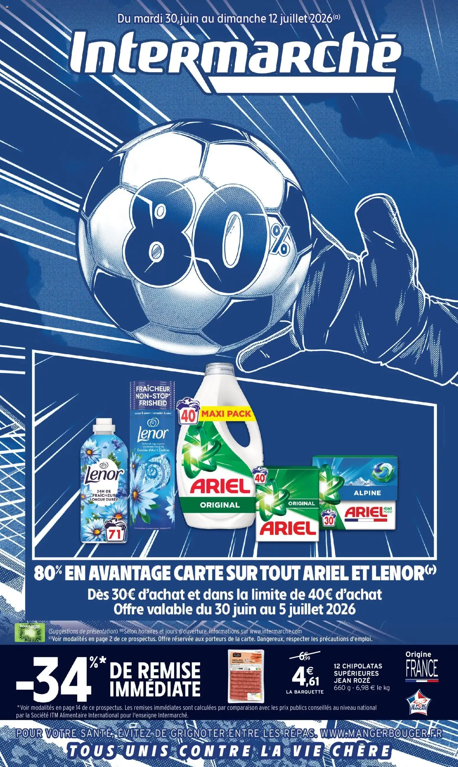 Intermarché - 80% en ventaja tarjeta en Ariel y Lenor