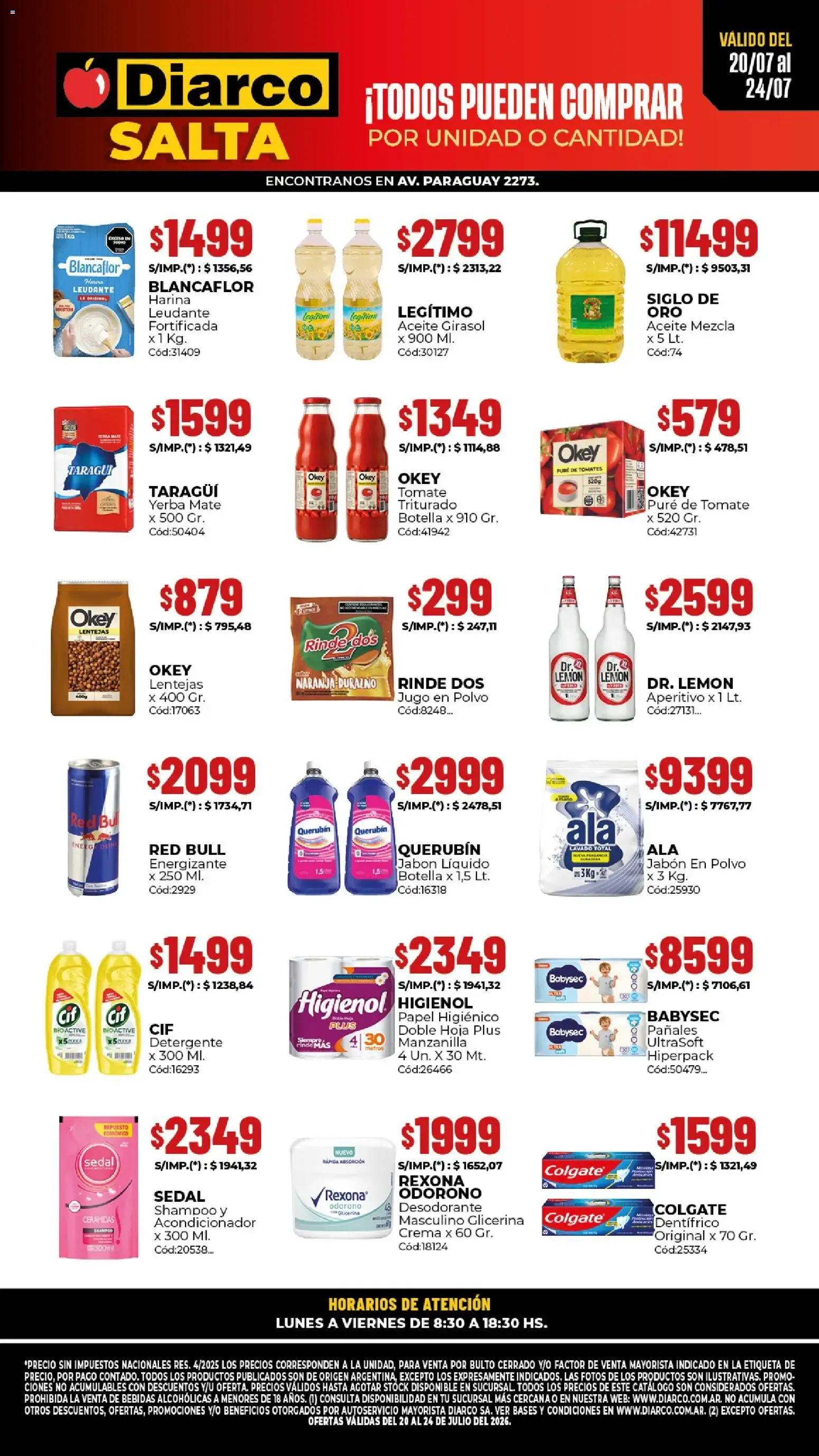 Ofertas de Diarco - Ofertas Salta del 20/07/2026 - 24/07/2026 20 de julio al 24 de julio 2026 - Página 1 del catálogo