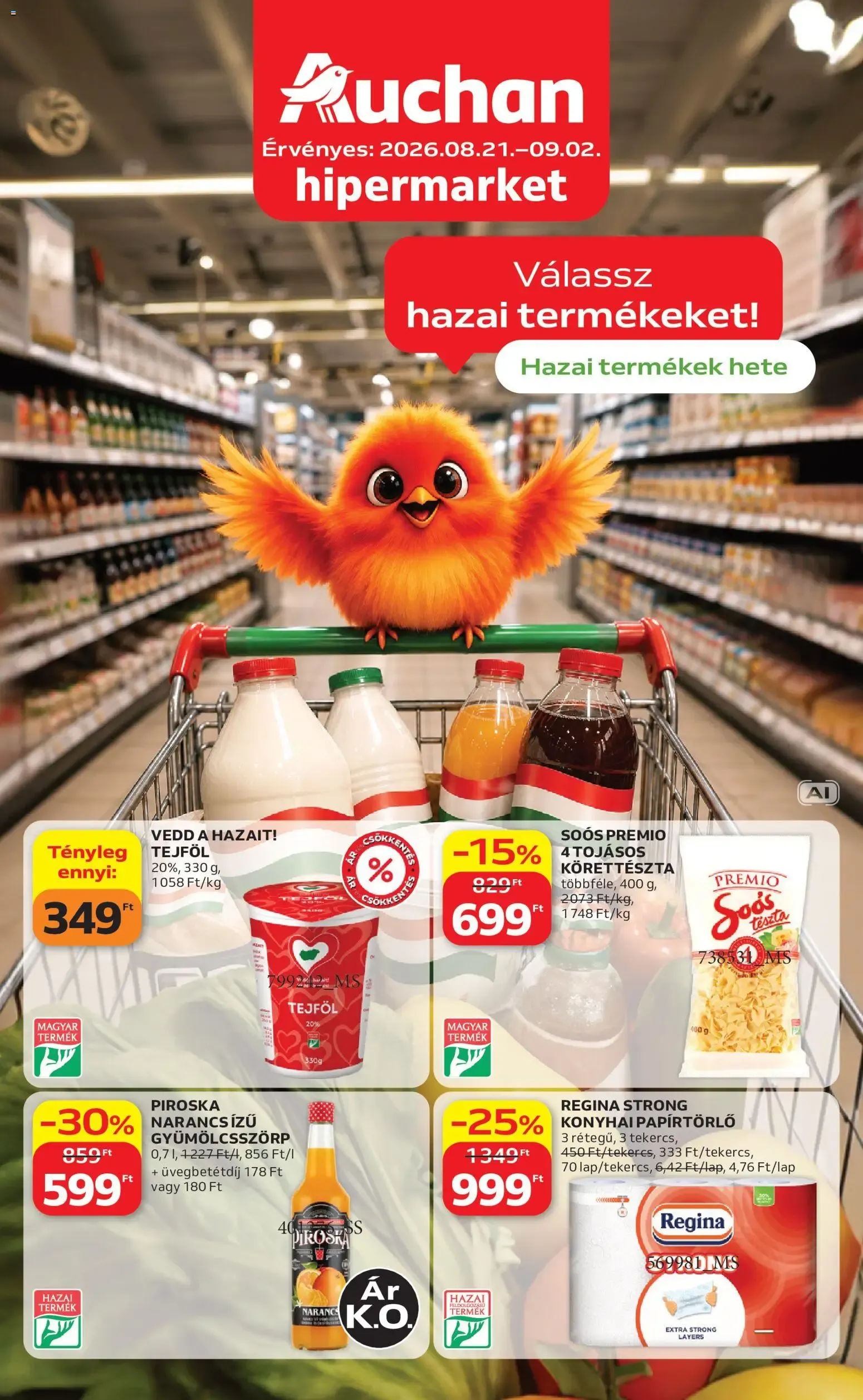 Katalógus Auchan Hazai termék ajánlatok - 2026.08.21. -tól/töl > akció, lapozható szórólap 🛍️ augusztus 21.-tól szeptember 2.-ig 2026. - Oldal 1