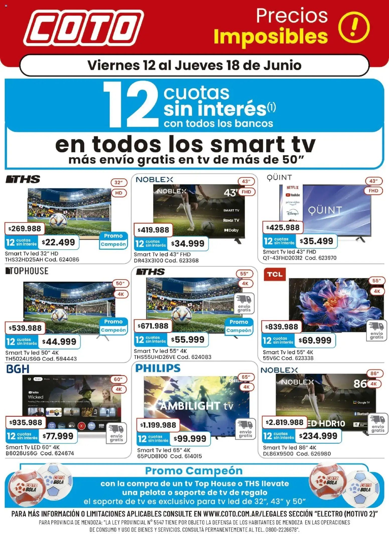 Ofertas de Coto - Precios Imposibles en Smart TVs con 12 Cuotas sin Interés 12 de junio al 18 de junio 2026 - Página 1 del catálogo