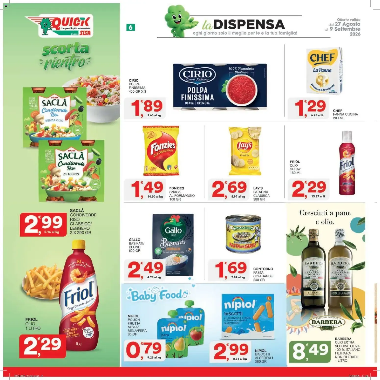 Quick SISA - La spesa Rapida e conveniente da 27 agosto a 9 settembre di 2026 - Pagina del volantino 6