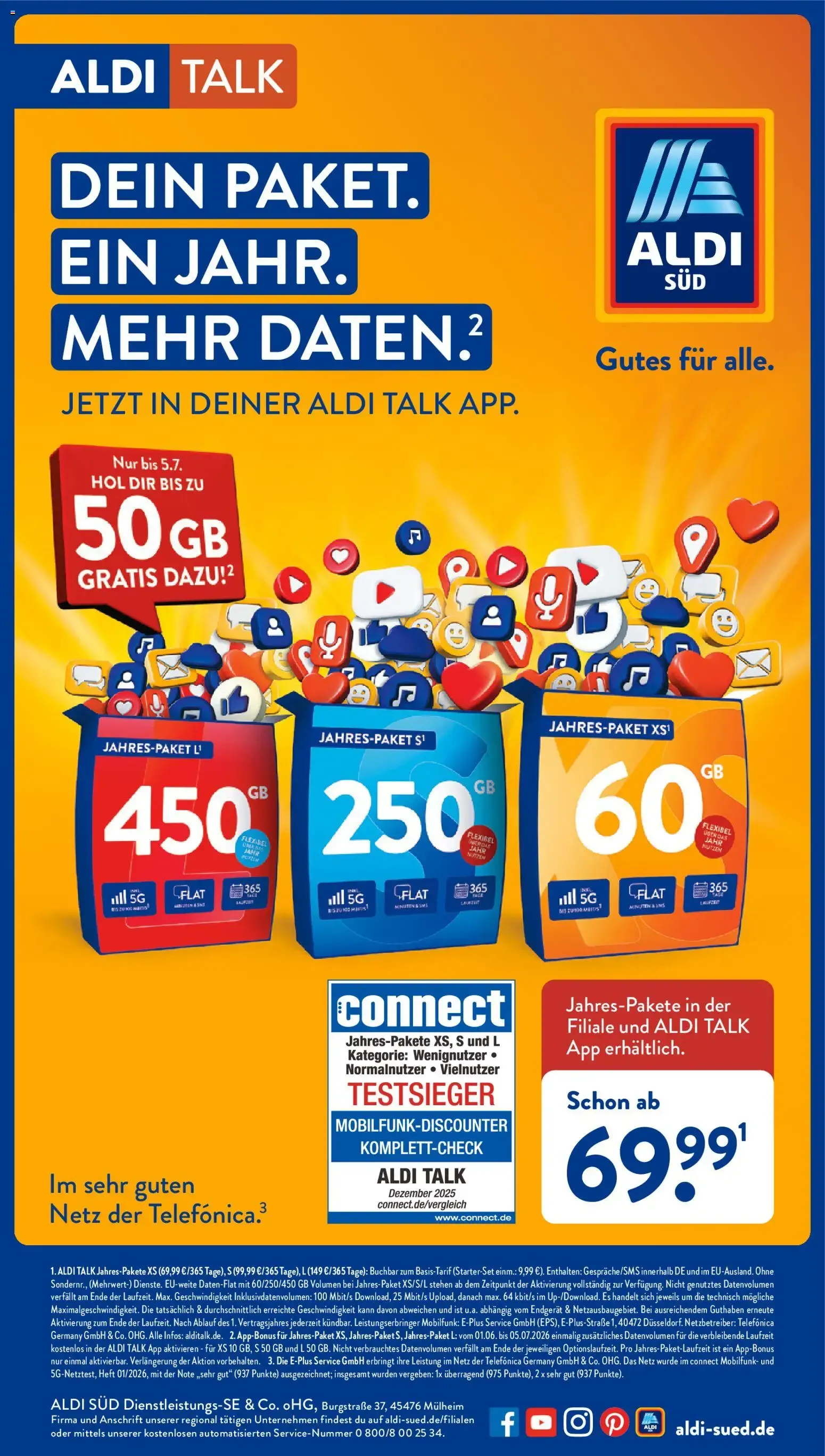 ALDI TALK Jahres-Pakete von 1. Juni bis 5. Juli 2026 - Prospekt seite 1