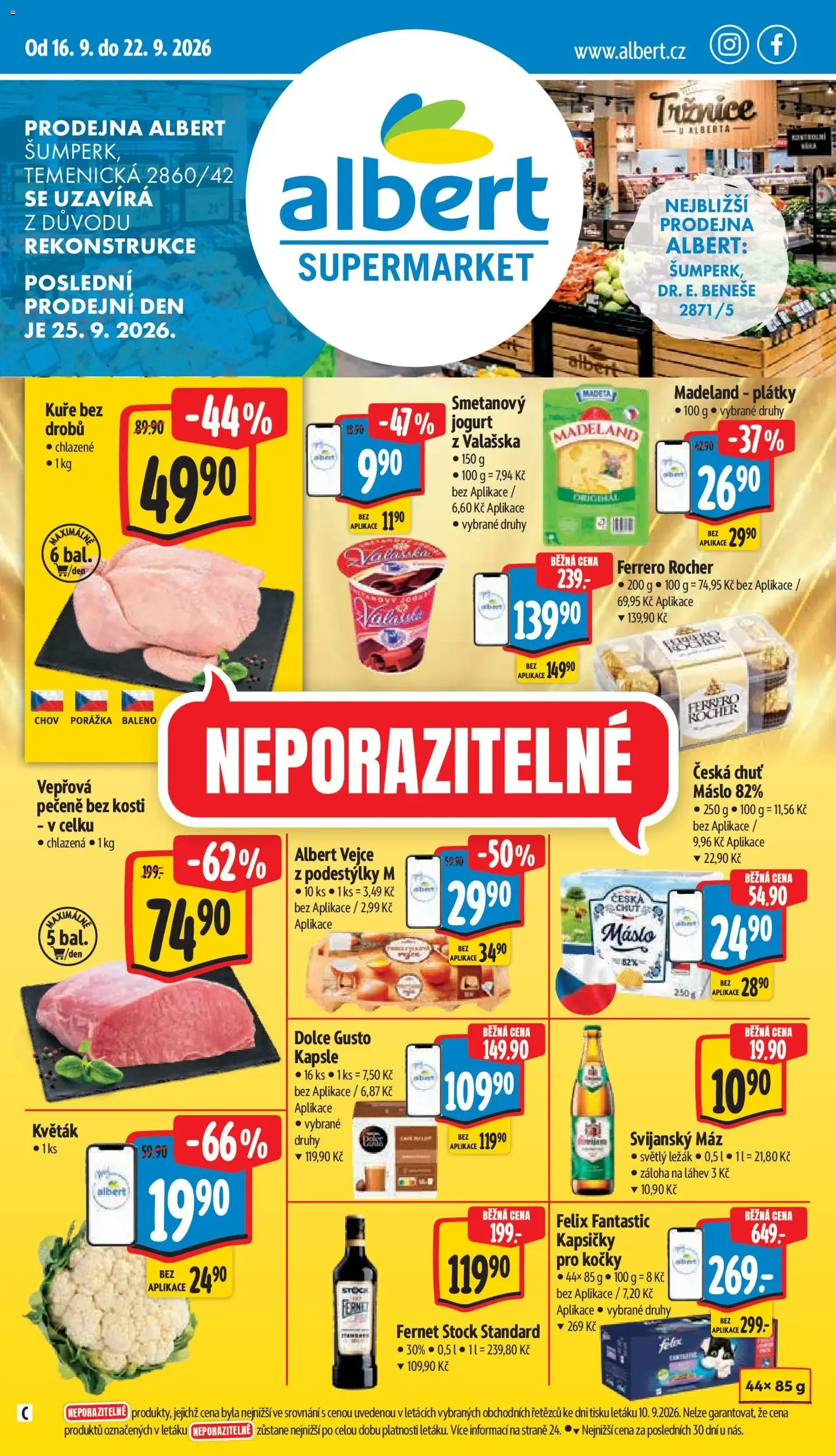 Albert leták - Supermarket - Šumperk od 16.09.2026 - Akční leták - 16. září 22. září 2026 - Page 1