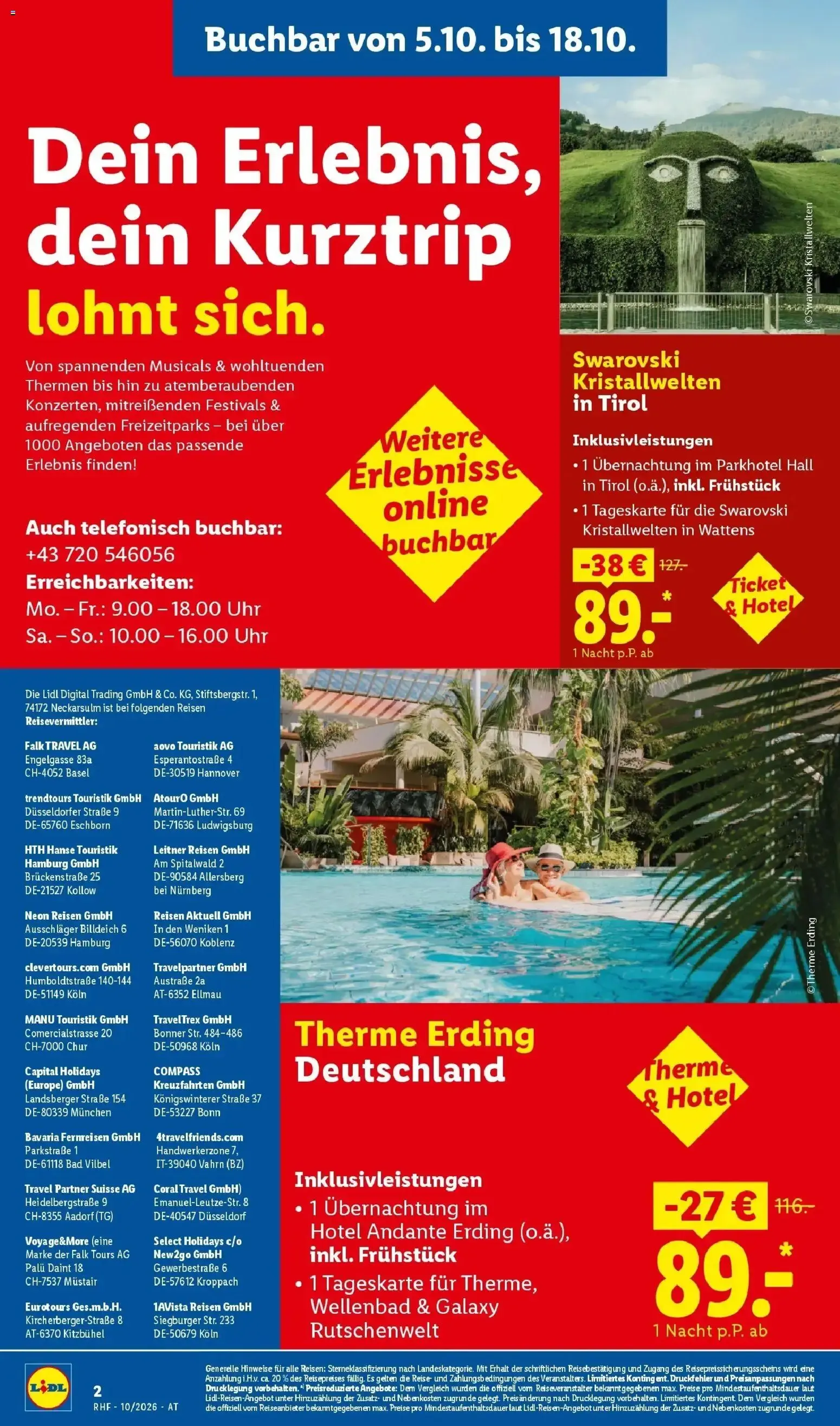 Lidl Reisen: Wenig zahlen, viel erleben von 30. September bis 31. Oktober 2026 - Flugblätt seite  2