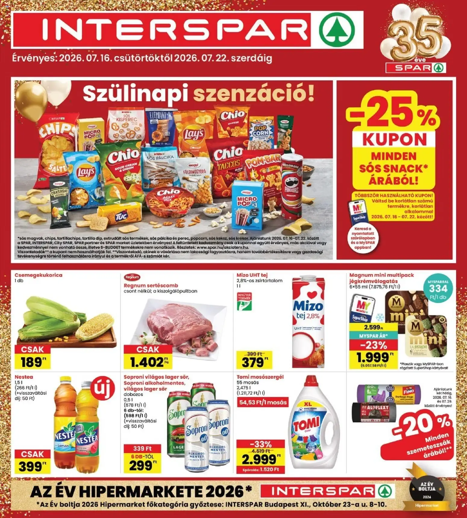 Katalógus Interspar akciós újság - 2026.07.16. -tól/töl > akció, lapozható szórólap 🛍️ július 16.-tól július 22.-ig 2026. - Oldal 1