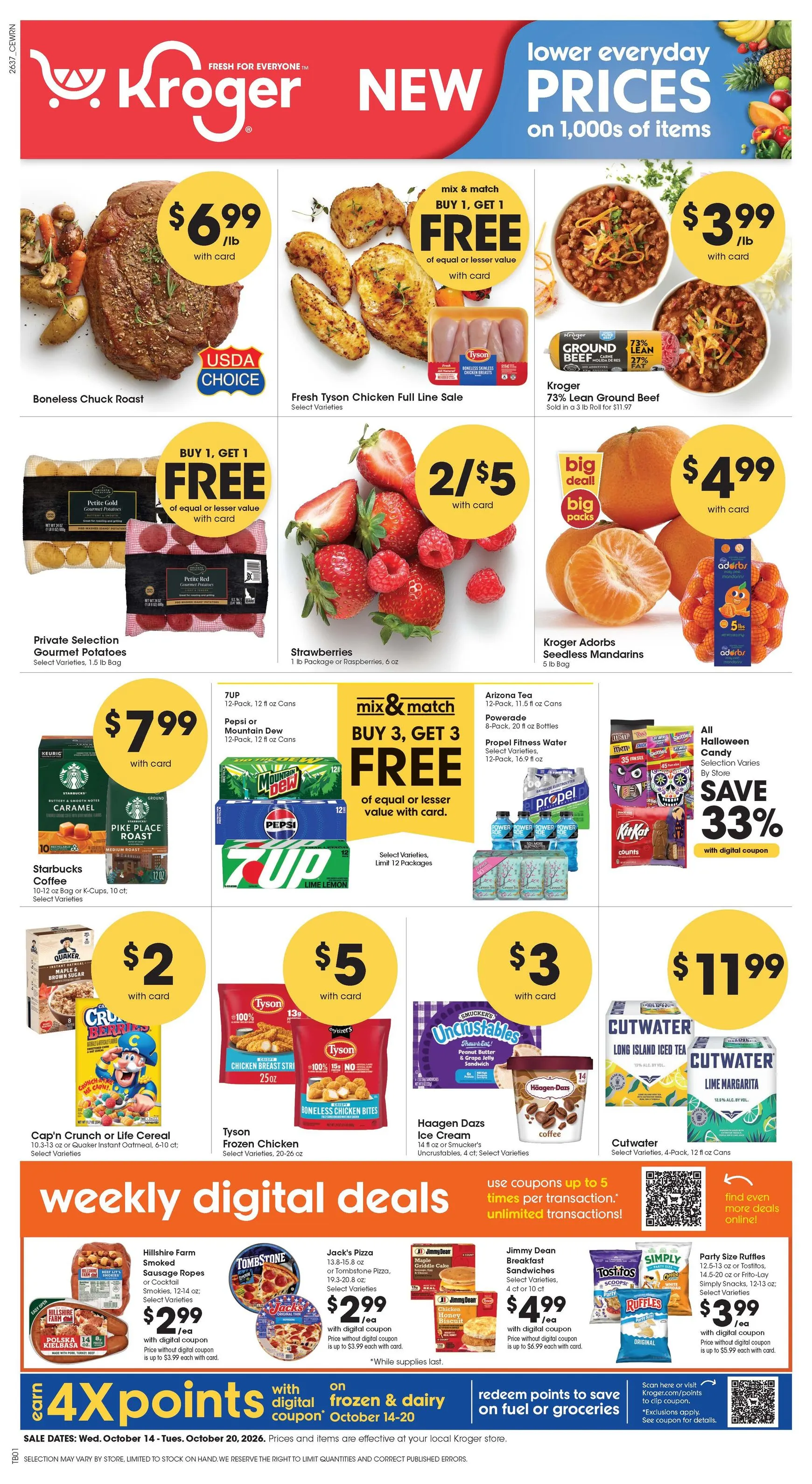 Current Kroger leaflet valid from Wednesday 10/14/2026 to Tuesday 10/20/2026