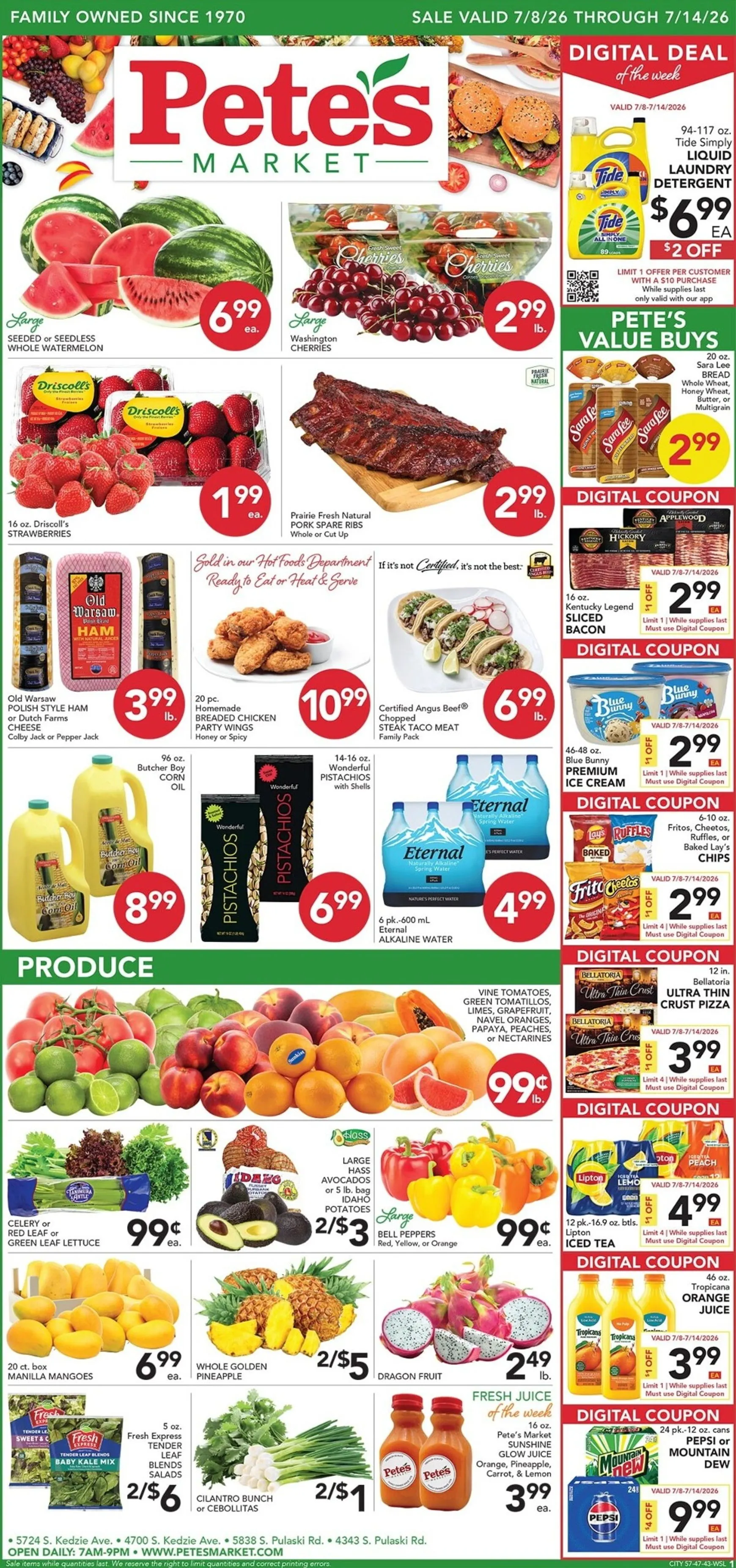 Weekly promotion Pete's Market spanning from July 8 to July 14 2026 - Page 1 for Catalogue 365