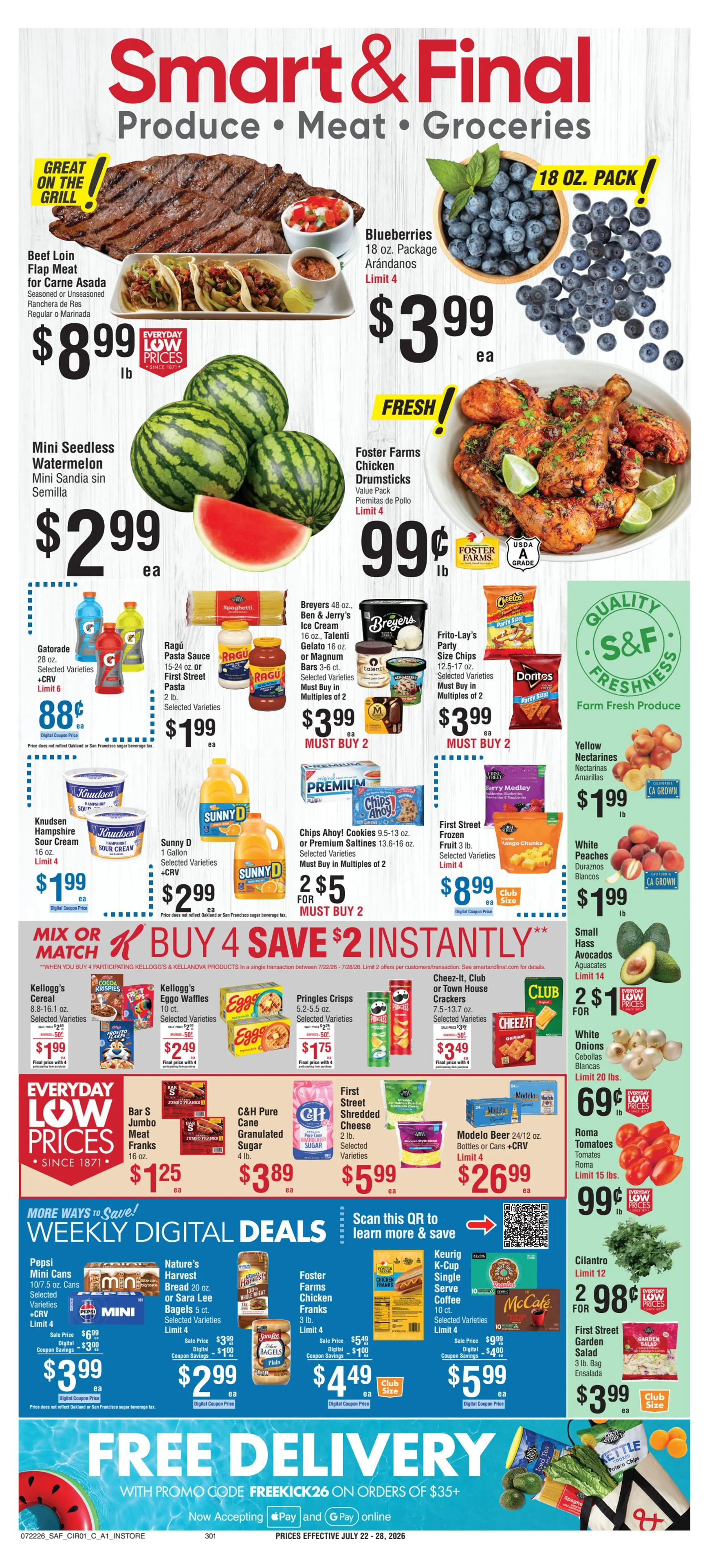 Weekly ad Current Smart & Final leaflet valid from Wednesday 07/22/2026 to Tuesday 07/28/2026 from July 22 to July 28 2026 - Page 1