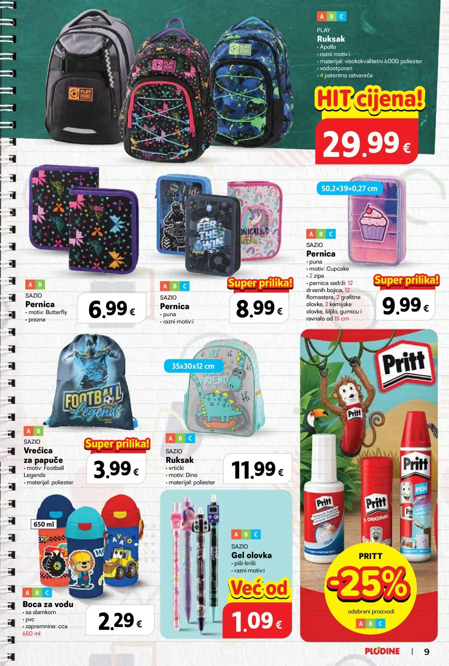 Katalog Plodine: Spremni za školu, uz velike uštede! od 13. kolovoza do 23. rujna 2026. - Pregled Stranica 9