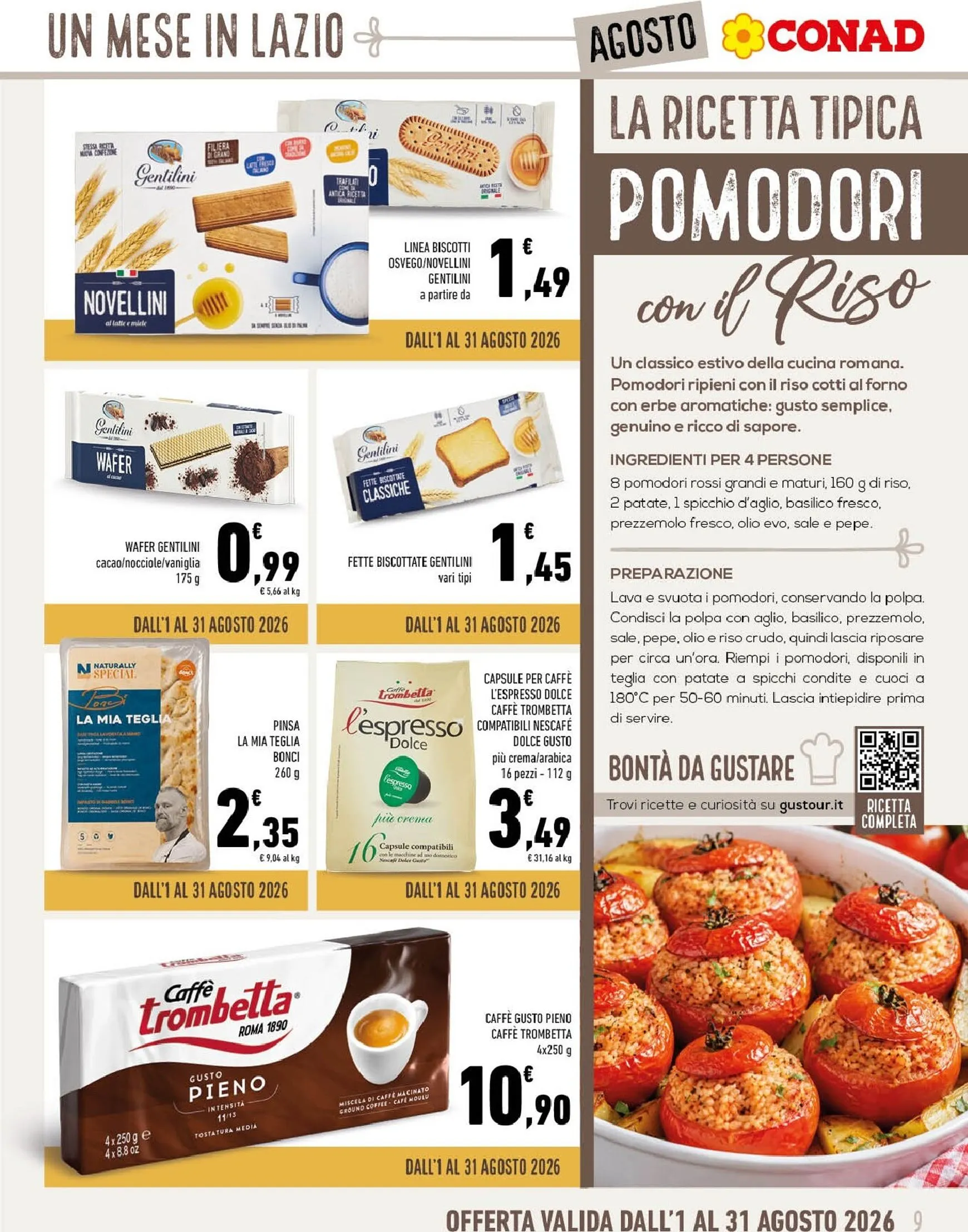 Volantino attuale di Conad - Un Mese in Lazio a Tavola valido dal sabato 01/08/2026 al lunedì 31/08/2026 da 1 agosto a 31 agosto di 2026 - Pagina del volantino 9