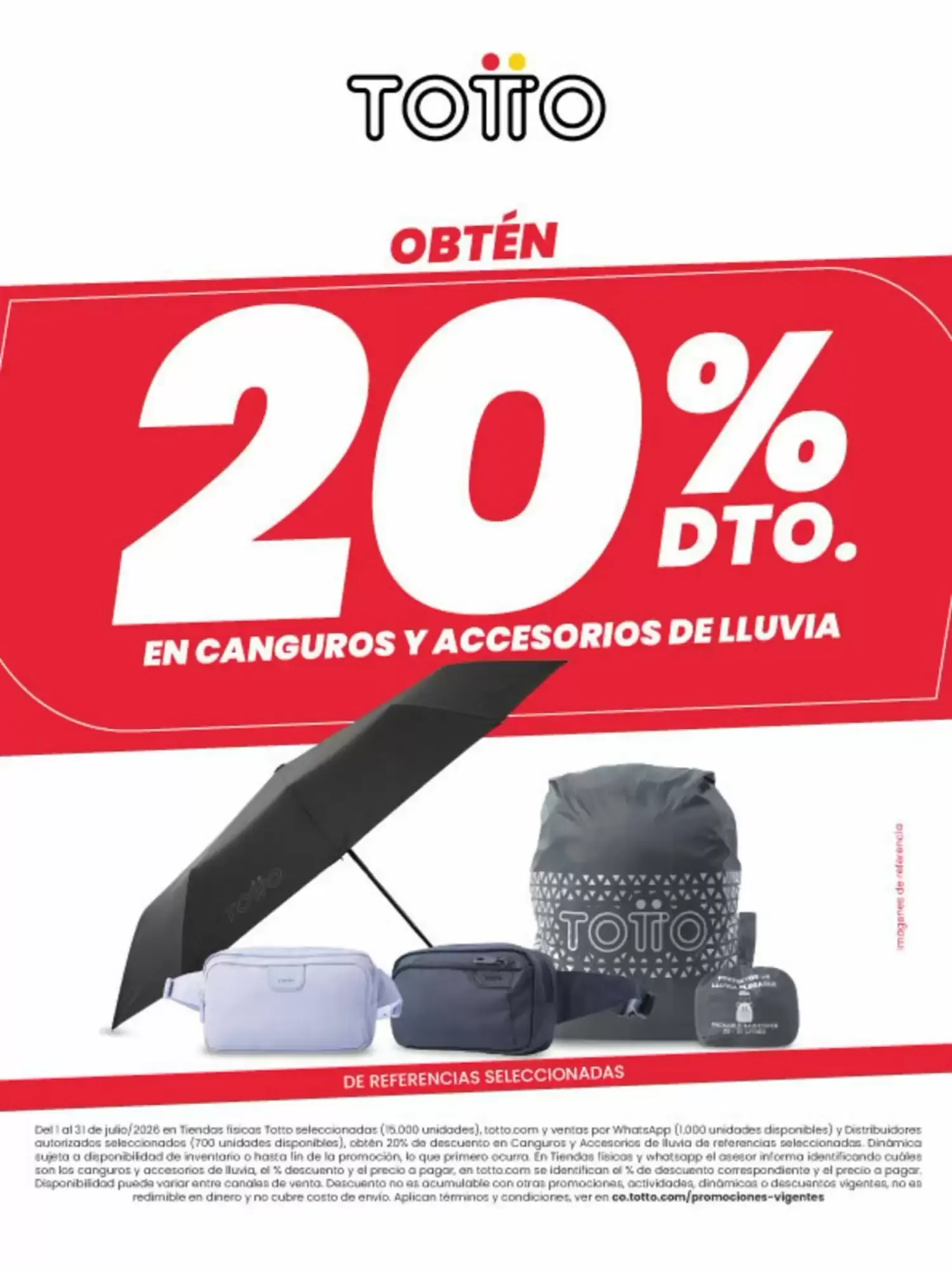 Catalogo de Totto: 20% Dto. en Canguros y Accesorios de Lluvia 1 de julio al 31 de julio 2026 - Pag 1